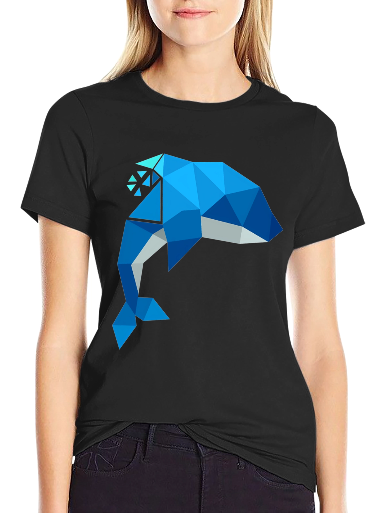 Geometric Dolphin Graphic T-Shirt - Stylish Mens Tee