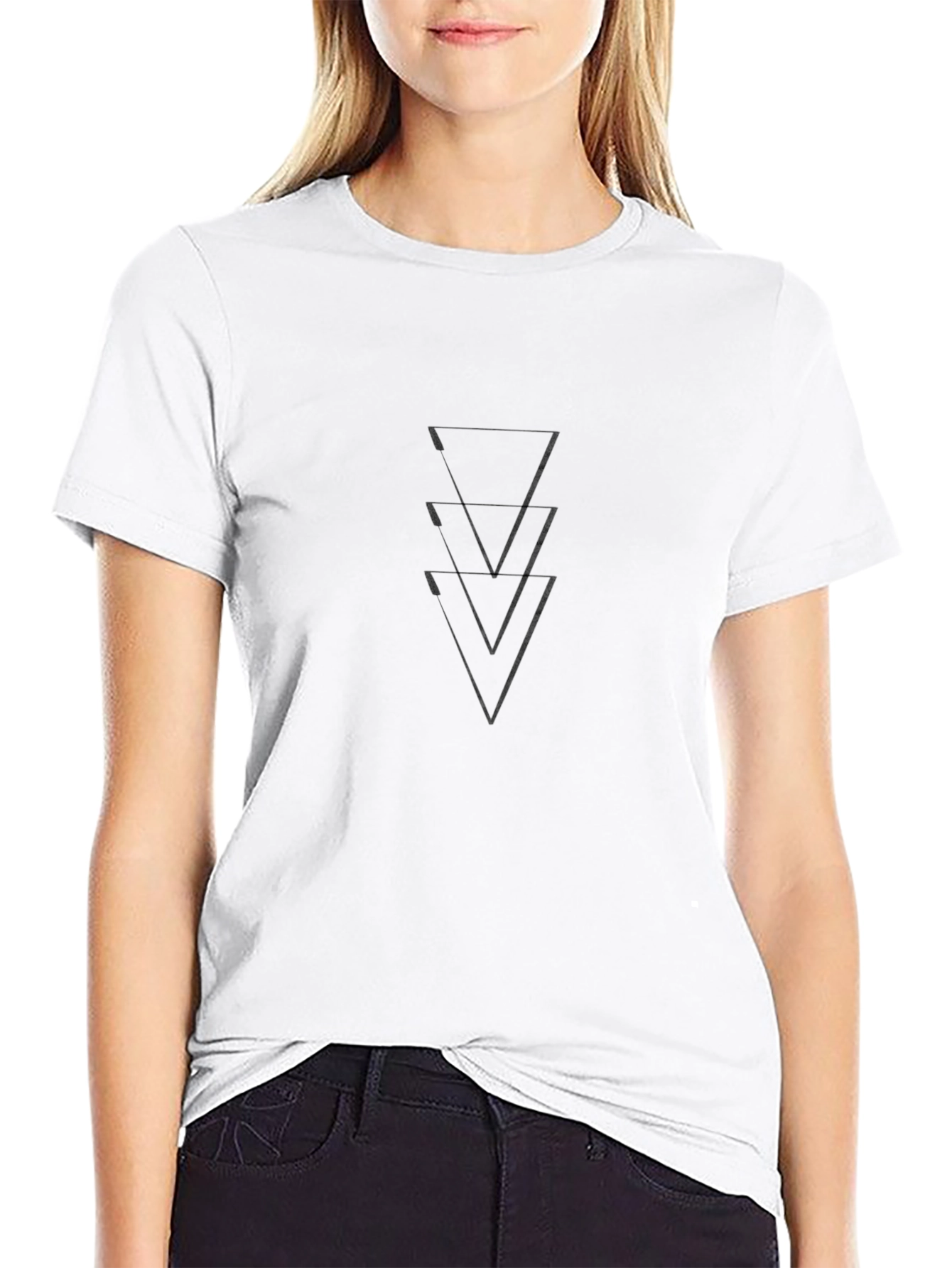 Minimalist Triangle Stack Black T-Shirt