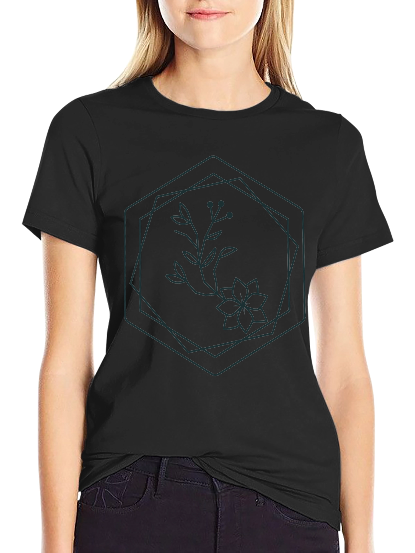Modern Geometric Floral T-Shirt