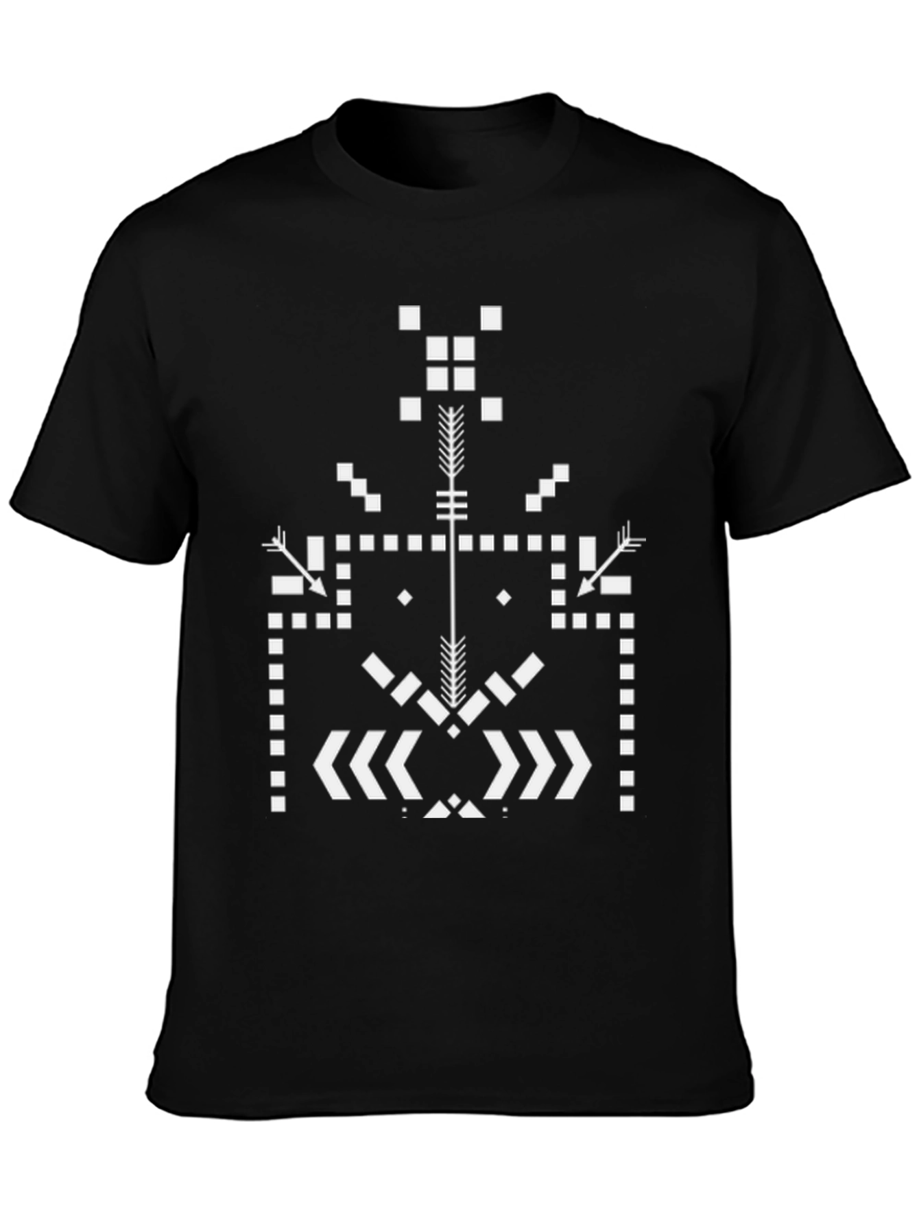 Geometric Tribal Design Black Tee