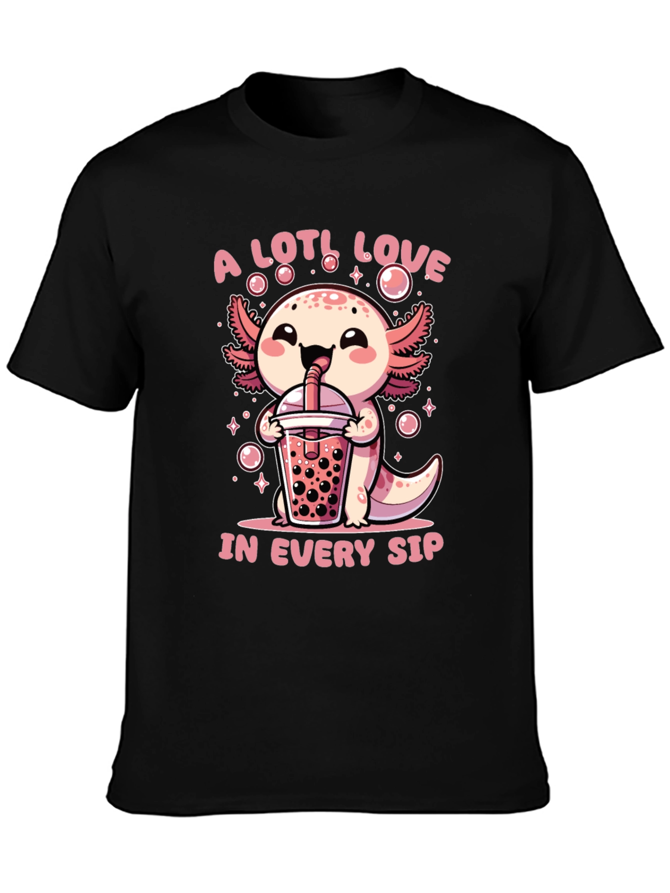 A Lotl Love Axolotl Bubble Tea Graphic T-Shirt