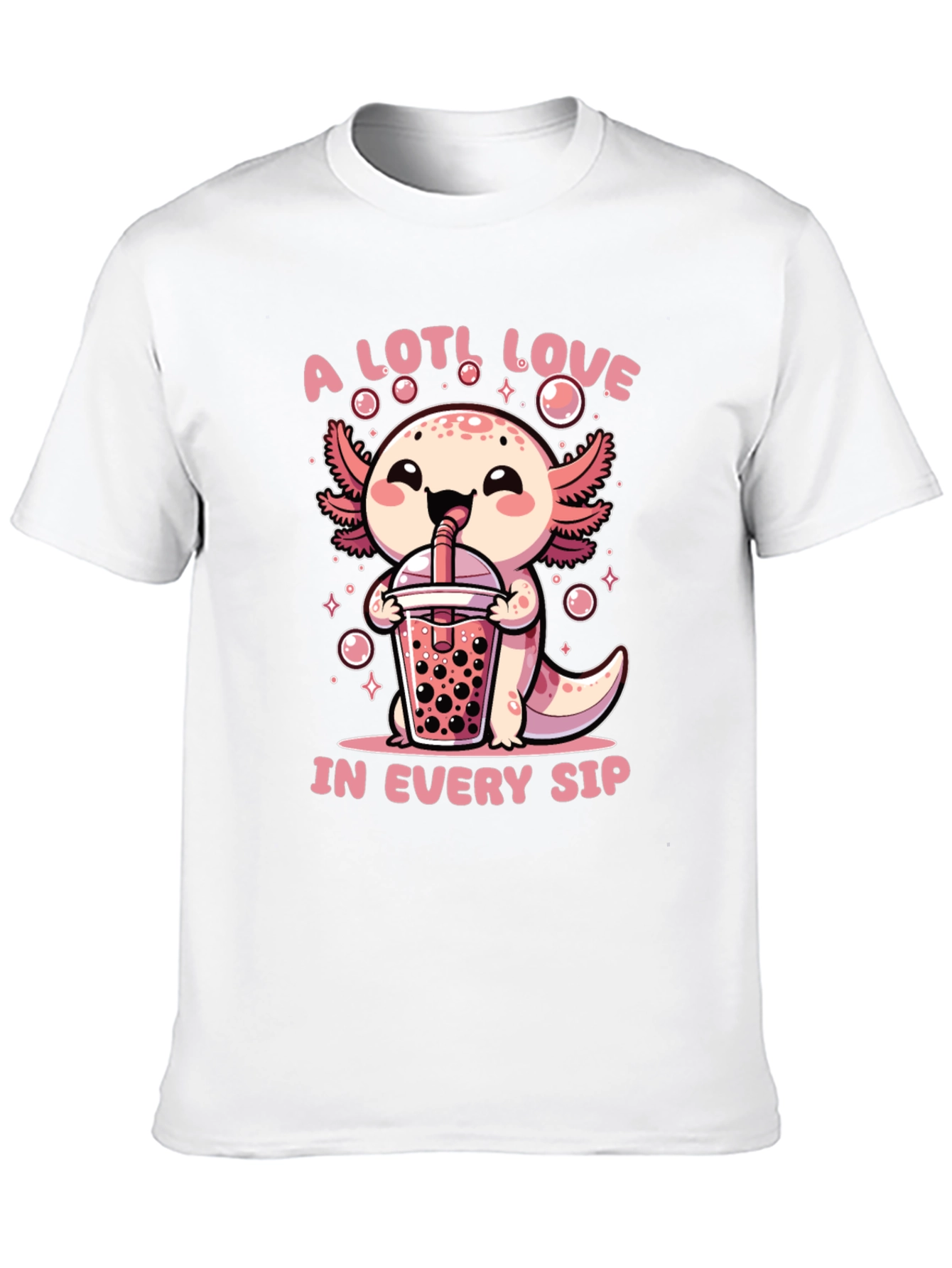 A Lotl Love Axolotl Bubble Tea Graphic T-Shirt