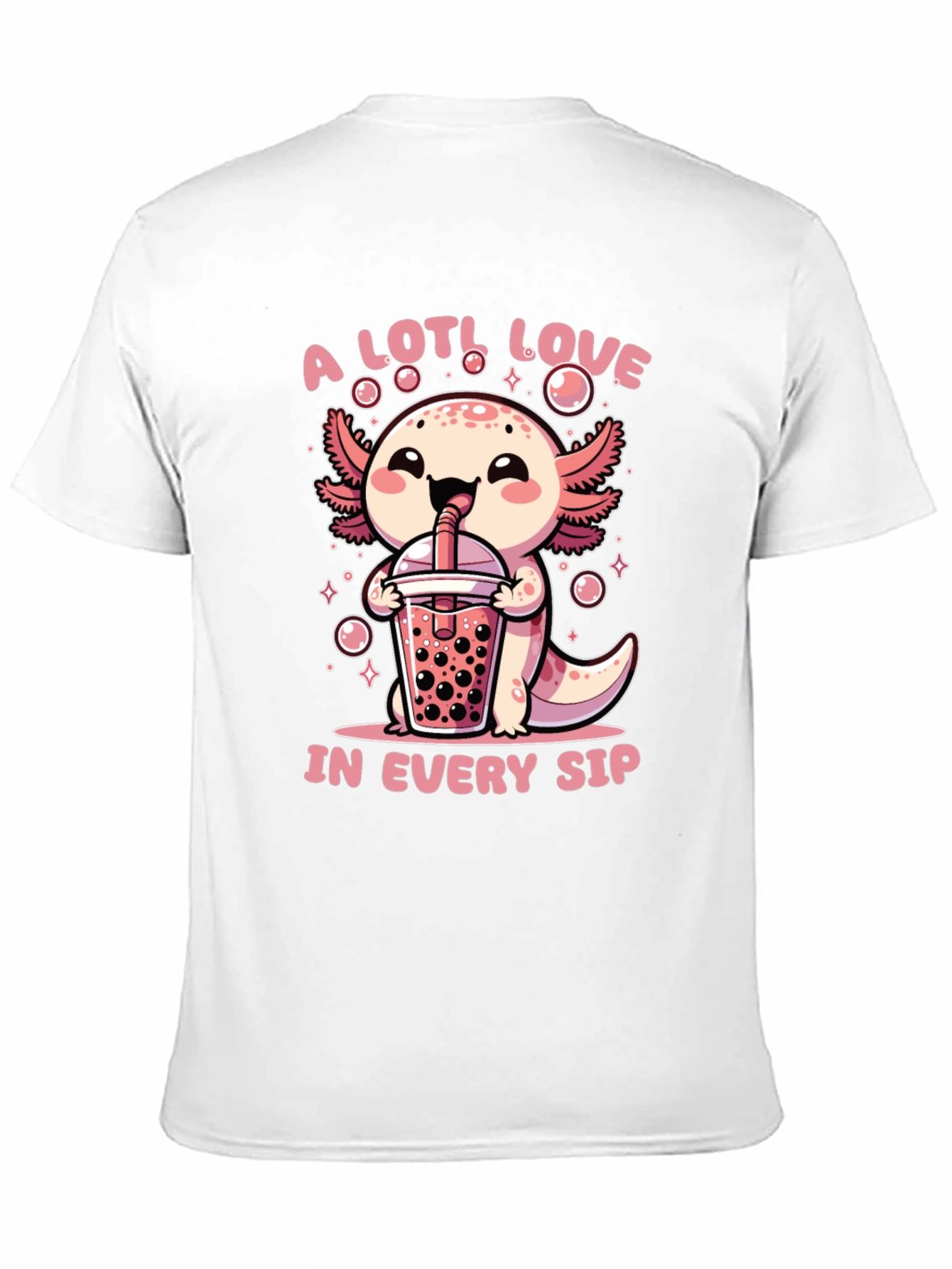A Lotl Love Axolotl Bubble Tea Graphic T-Shirt
