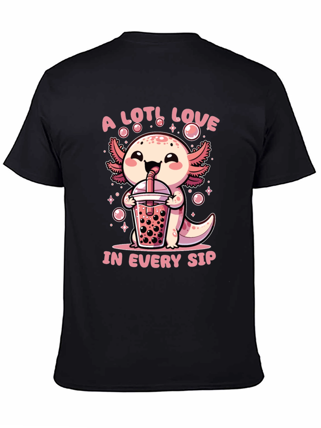 A Lotl Love Axolotl Bubble Tea Graphic T-Shirt