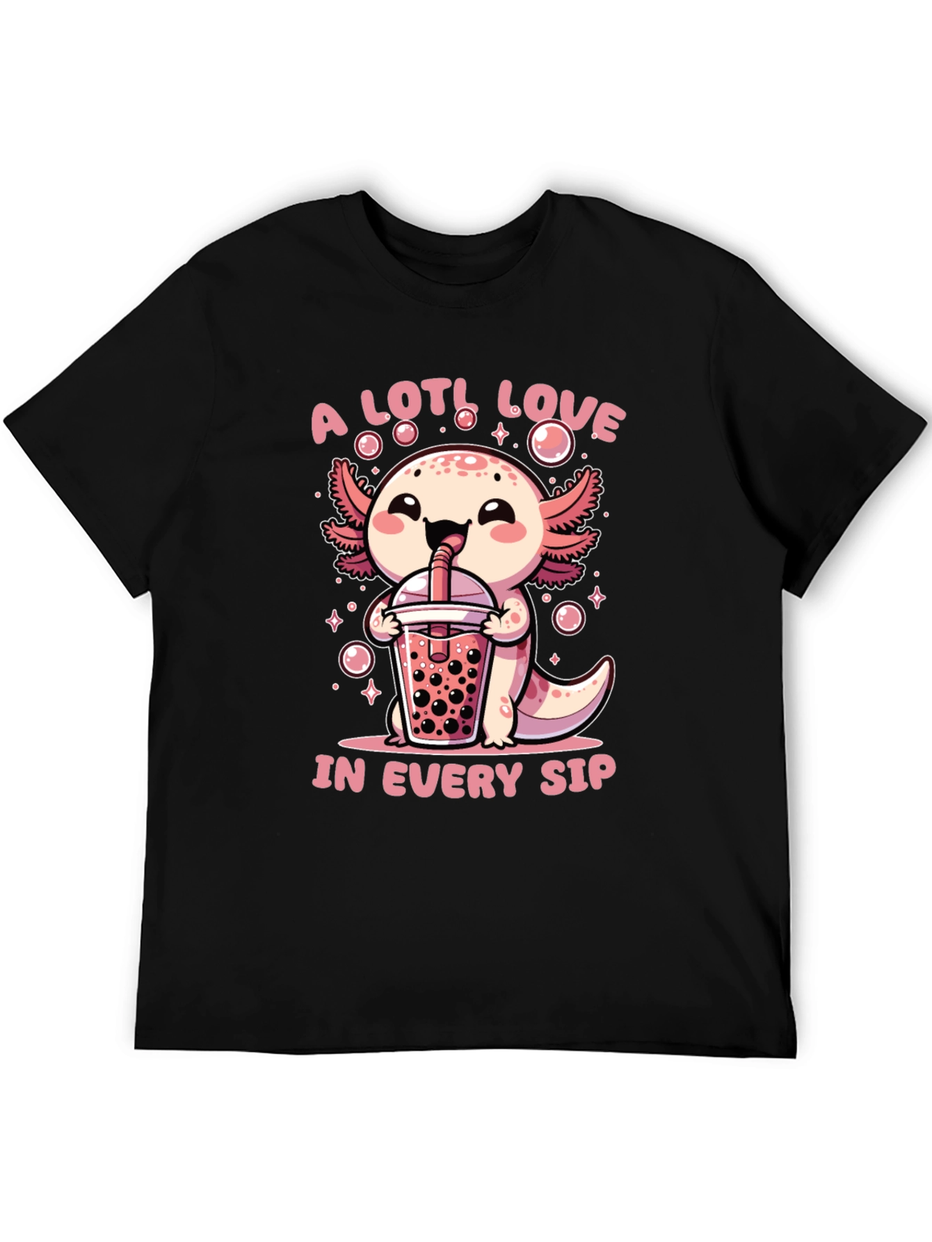 A Lotl Love Axolotl Bubble Tea Graphic T-Shirt