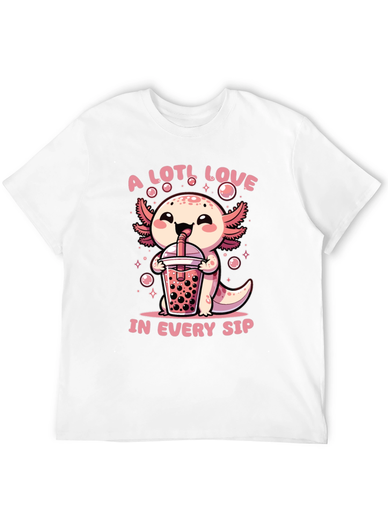 A Lotl Love Axolotl Bubble Tea Graphic T-Shirt