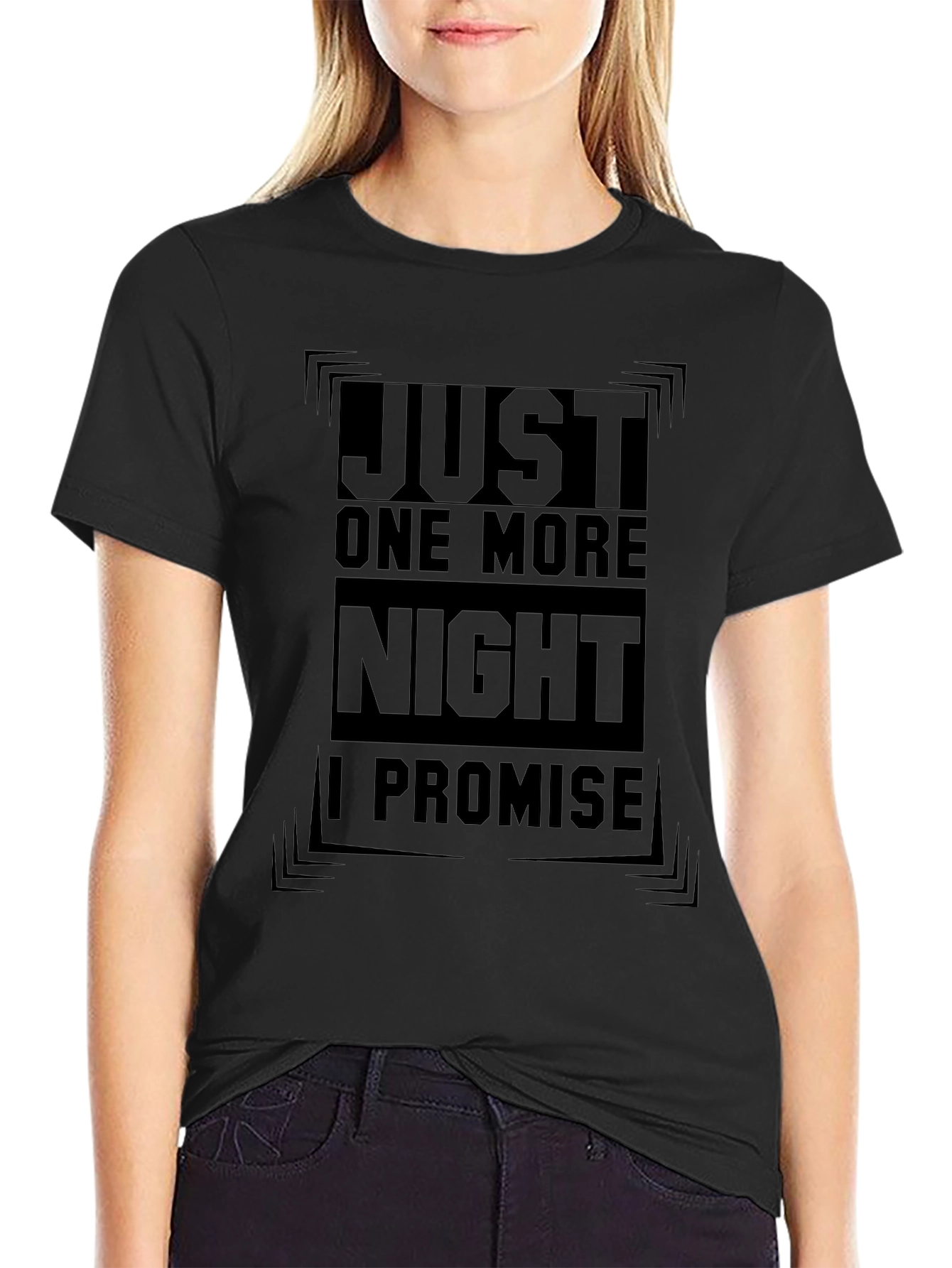 Just One More Night Black Graphic Tee