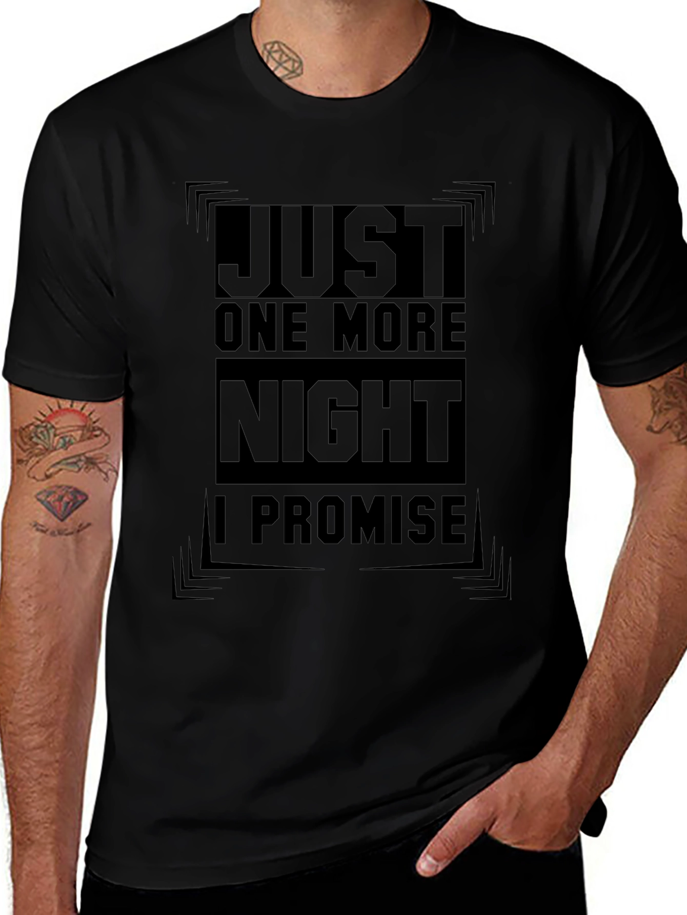 Just One More Night Black Graphic Tee
