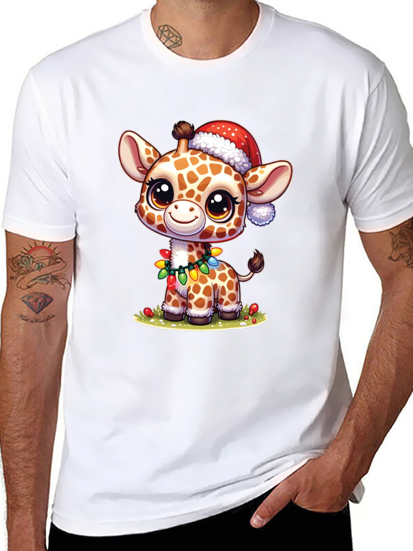 Festive Giraffe T-Shirt: Holiday Cheer