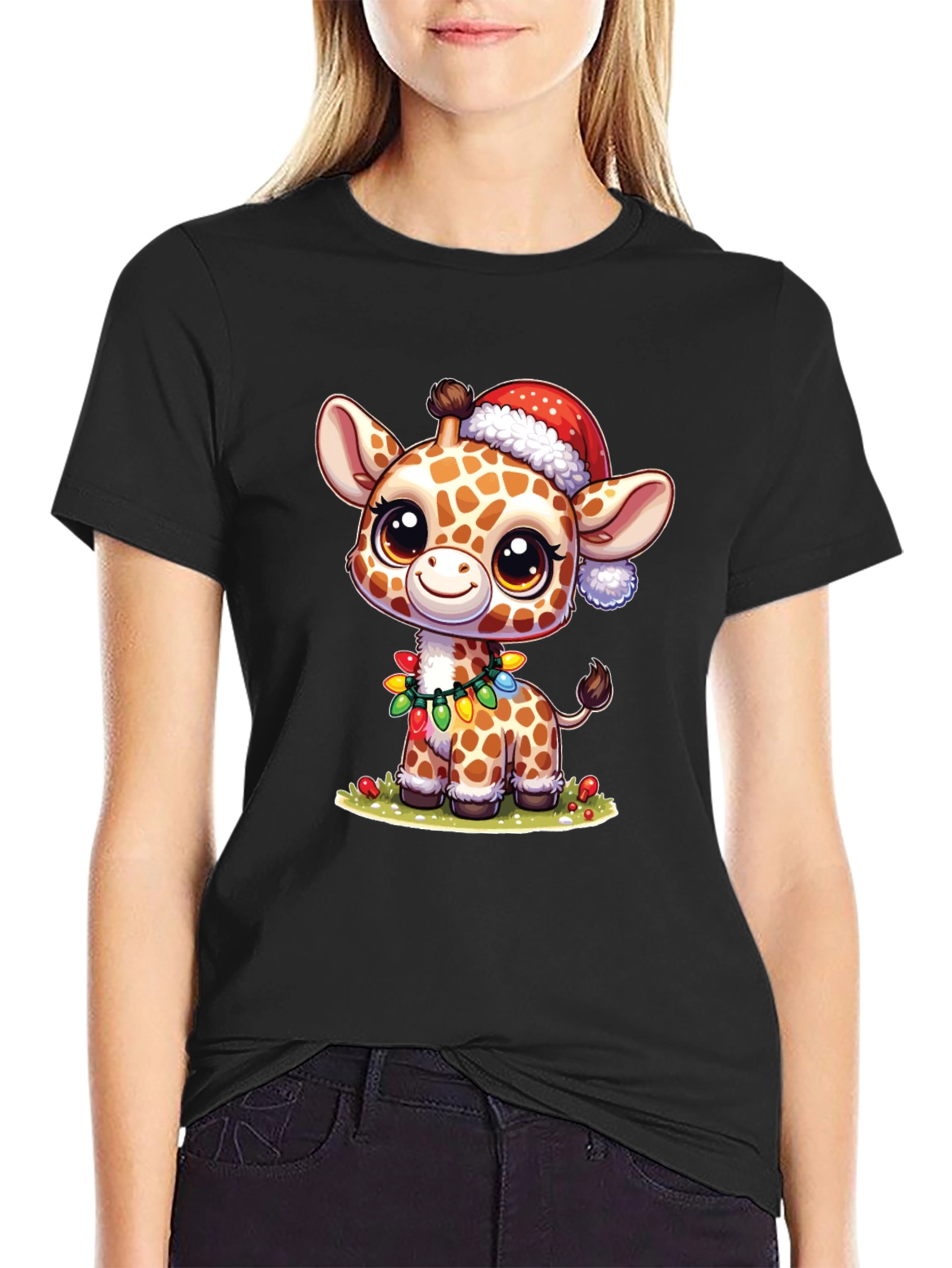 Festive Giraffe T-Shirt: Holiday Cheer