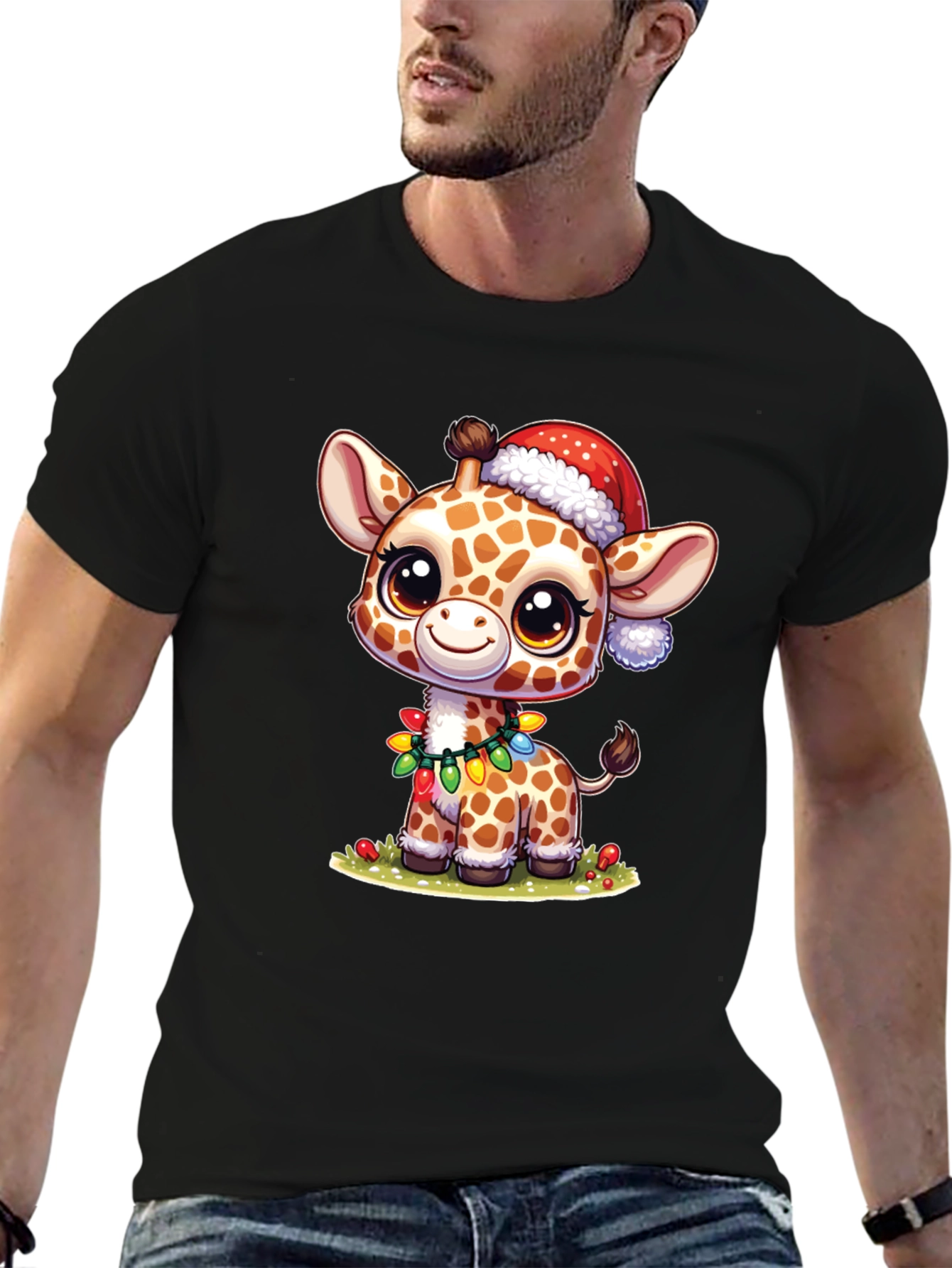Festive Giraffe T-Shirt: Holiday Cheer
