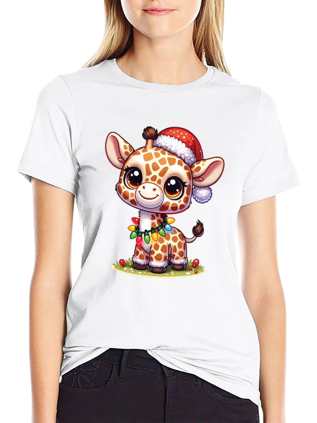 Festive Giraffe T-Shirt: Holiday Cheer