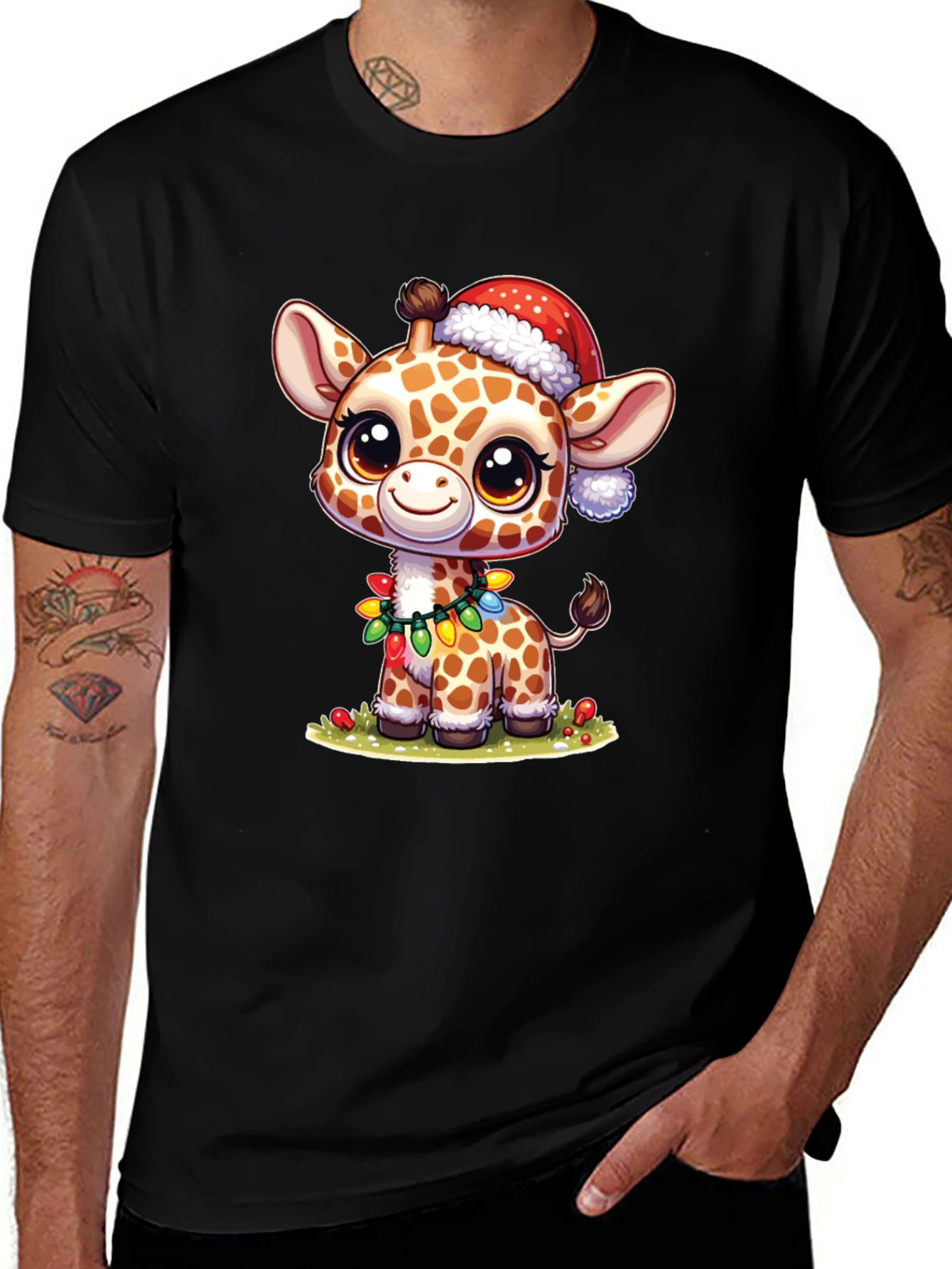 Festive Giraffe T-Shirt: Holiday Cheer