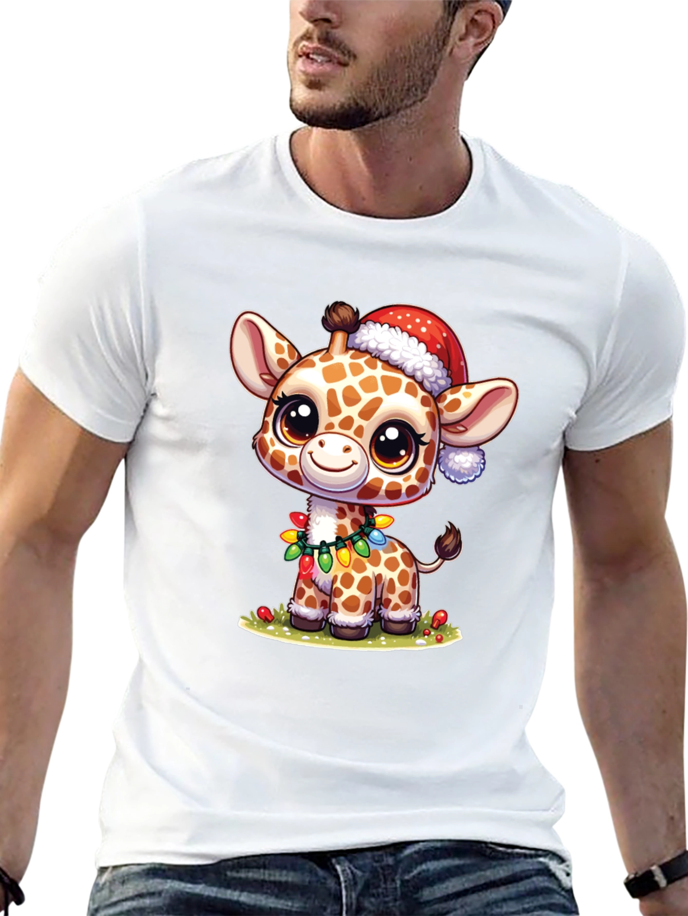 Festive Giraffe T-Shirt: Holiday Cheer