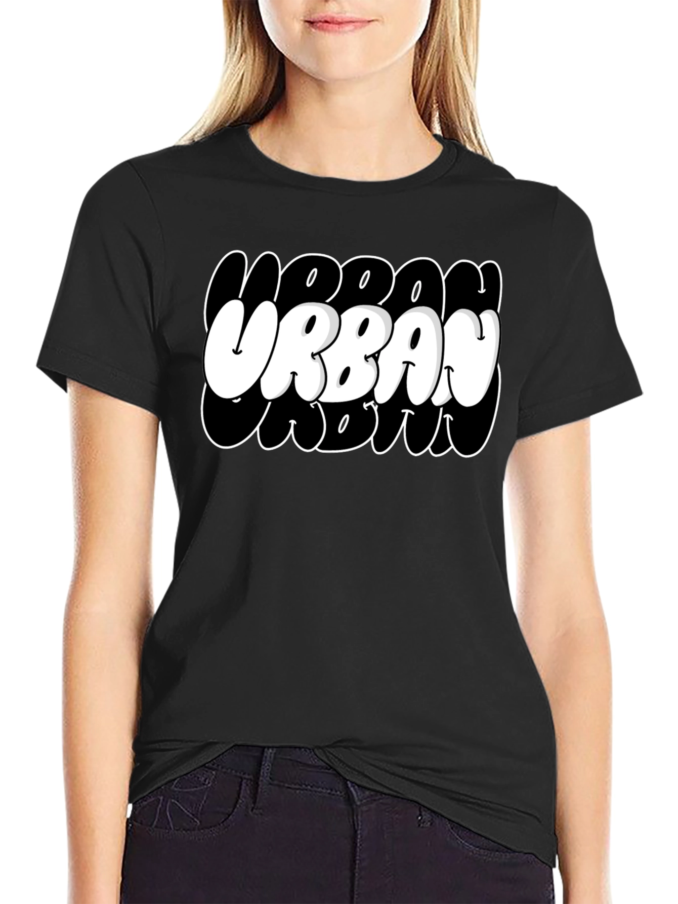 Urban Crew Black Graphic T-Shirt