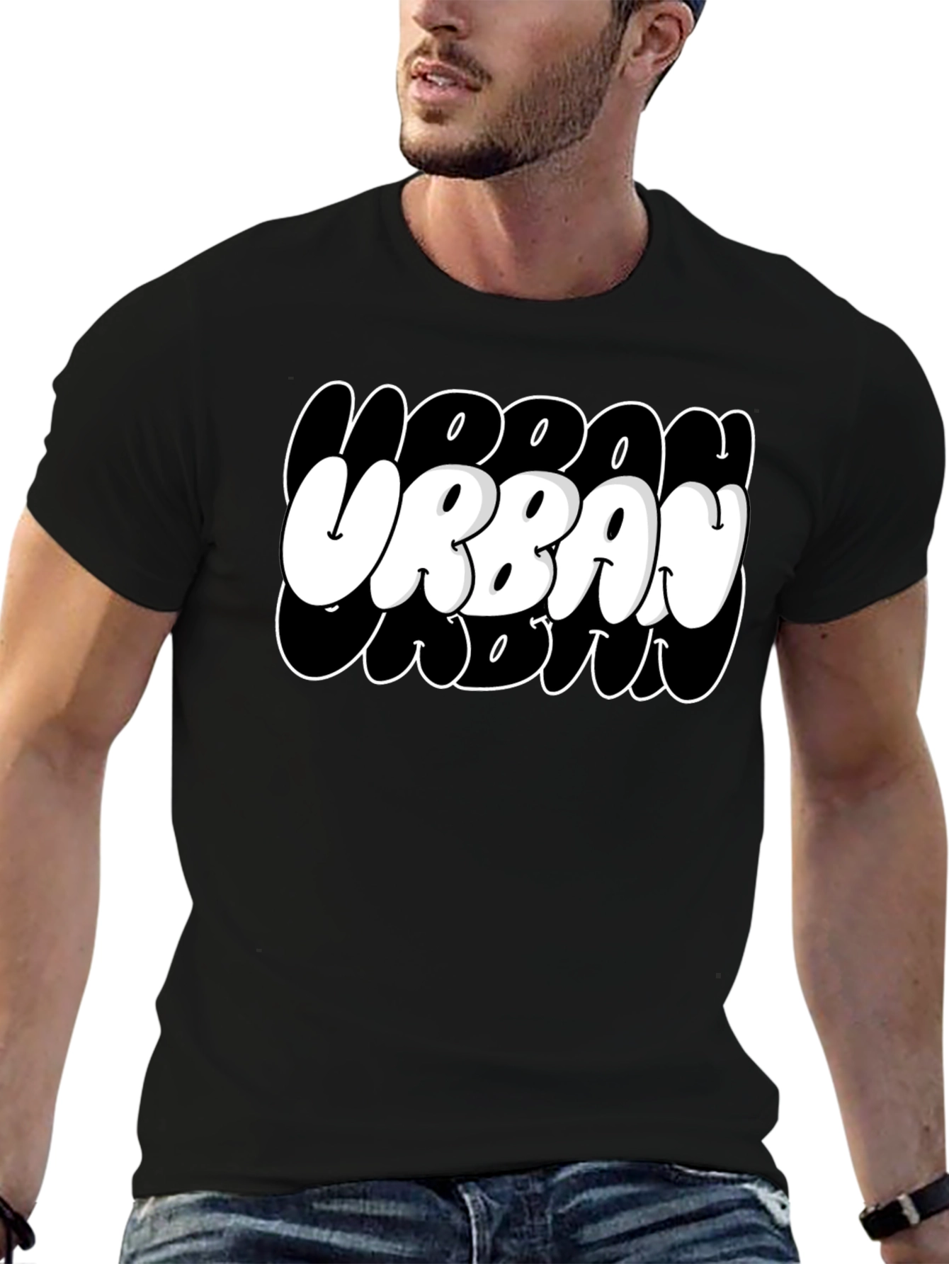 Urban Crew Black Graphic T-Shirt