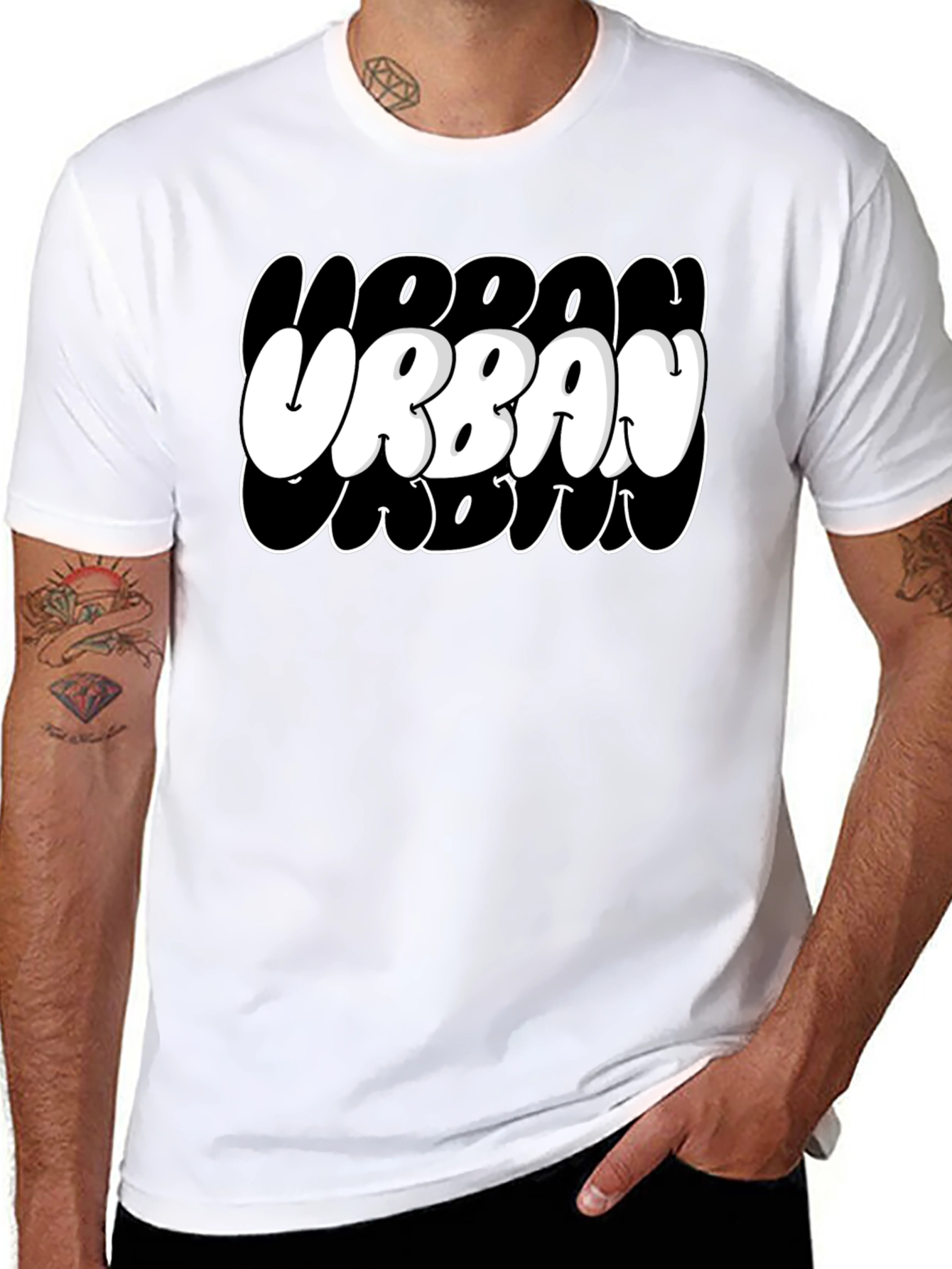 Urban Crew Black Graphic T-Shirt
