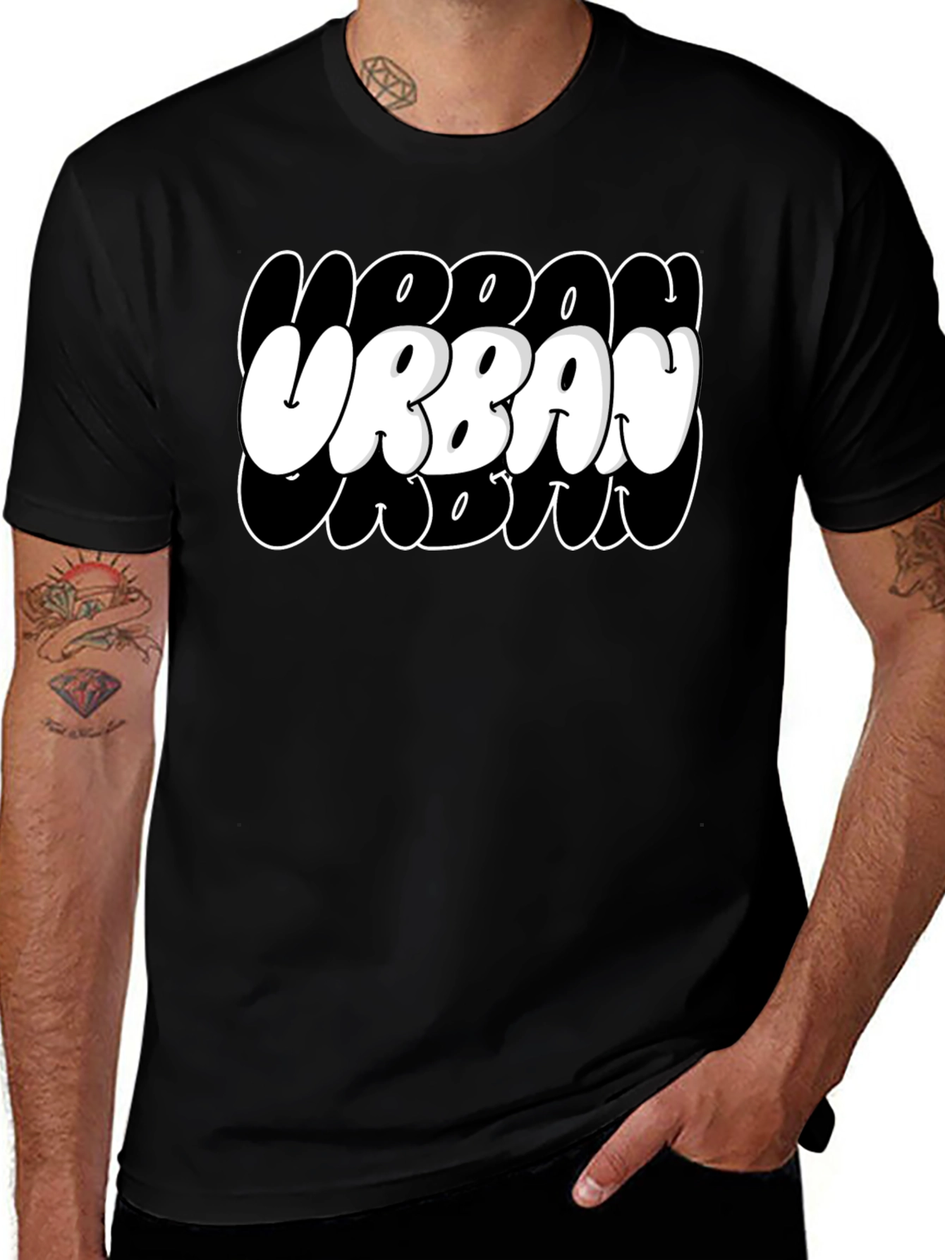 Urban Crew Black Graphic T-Shirt