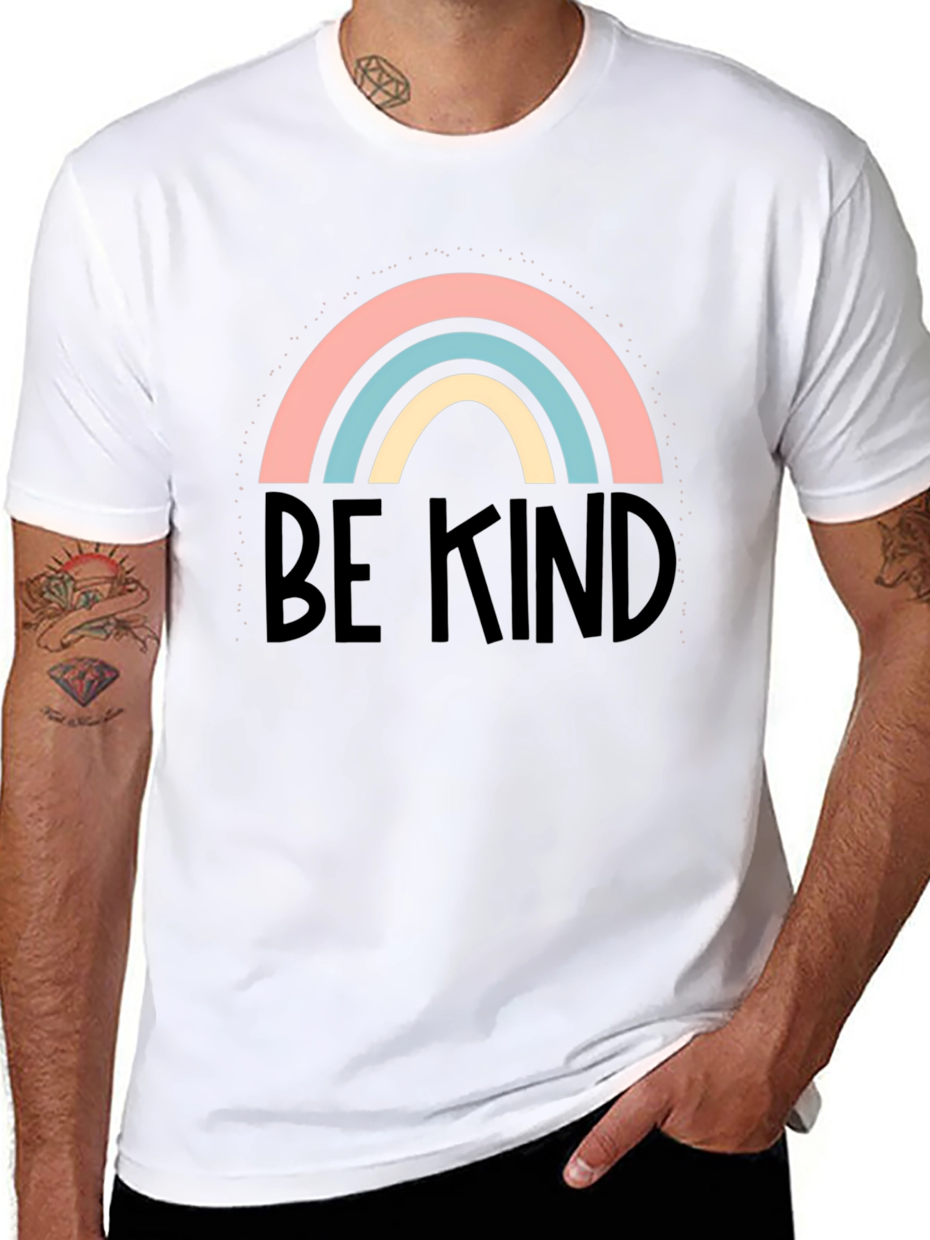 Be Kind Rainbow Graphic Tee - Soft Cotton Blend