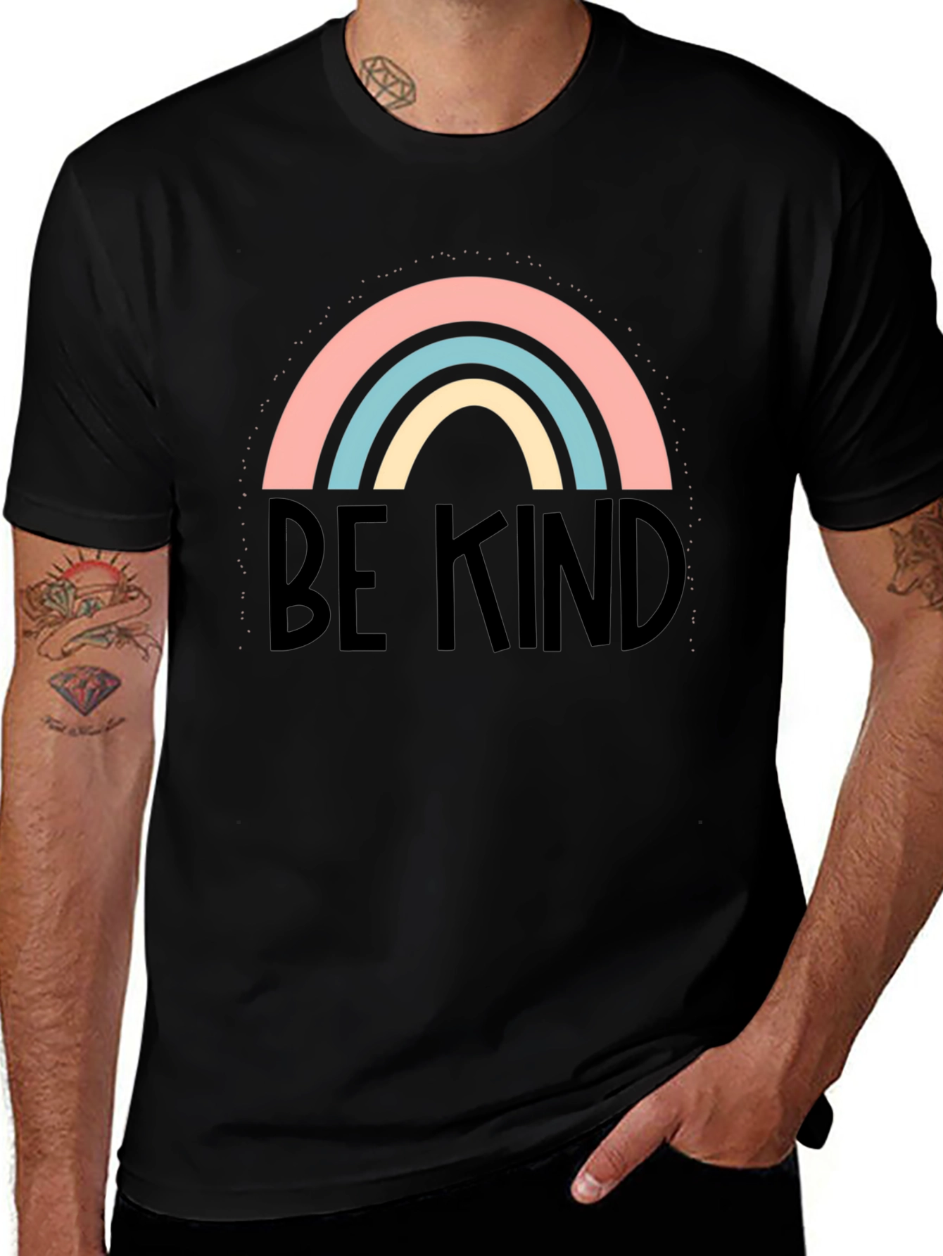 Be Kind Rainbow Graphic Tee - Soft Cotton Blend