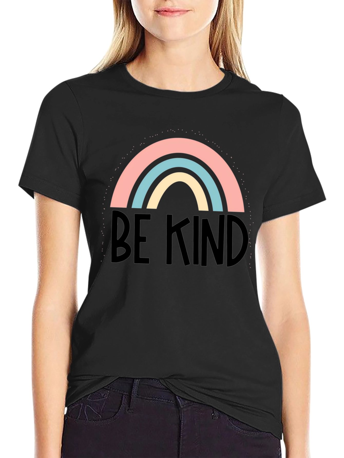 Be Kind Rainbow Graphic Tee - Soft Cotton Blend