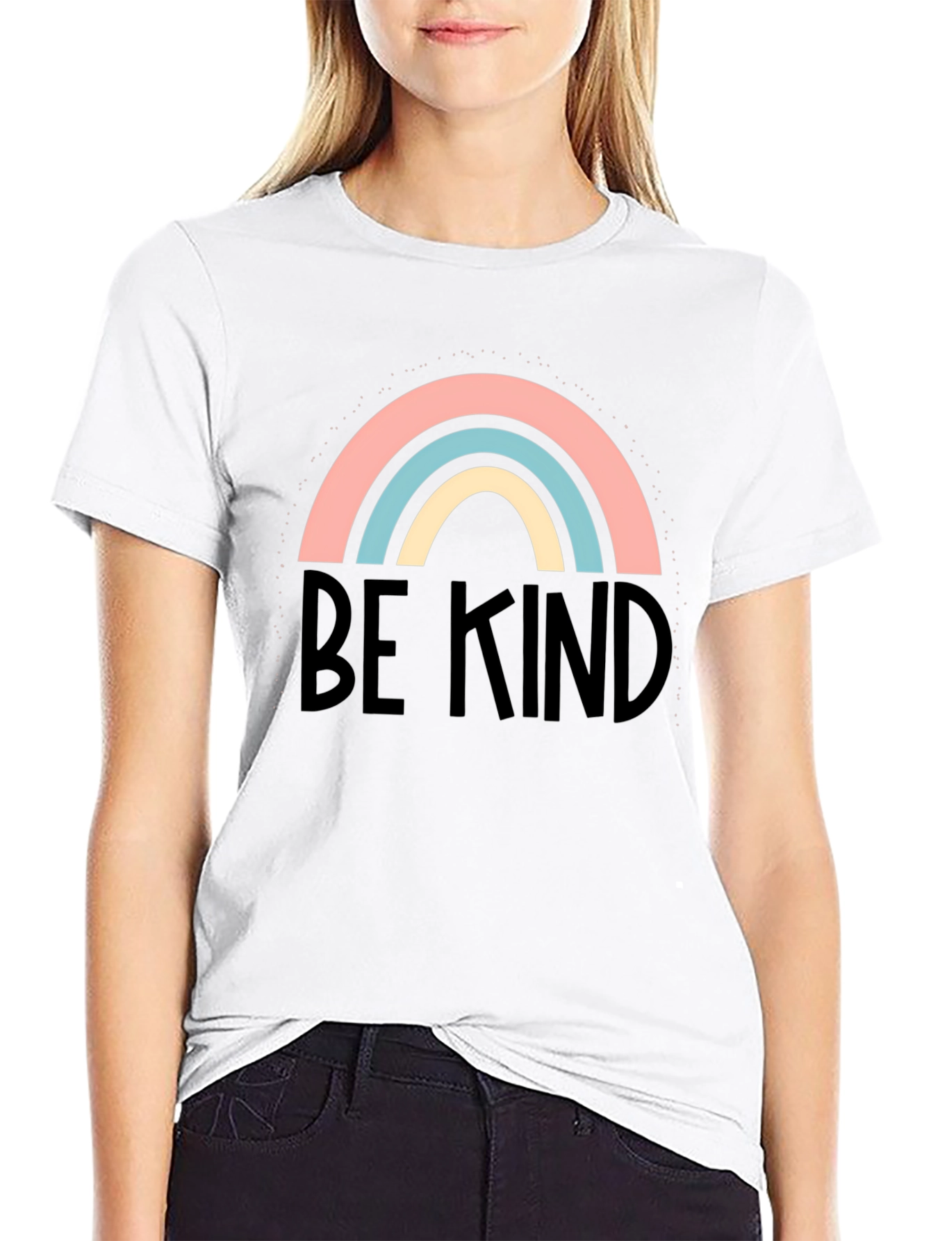 Be Kind Rainbow Graphic Tee - Soft Cotton Blend