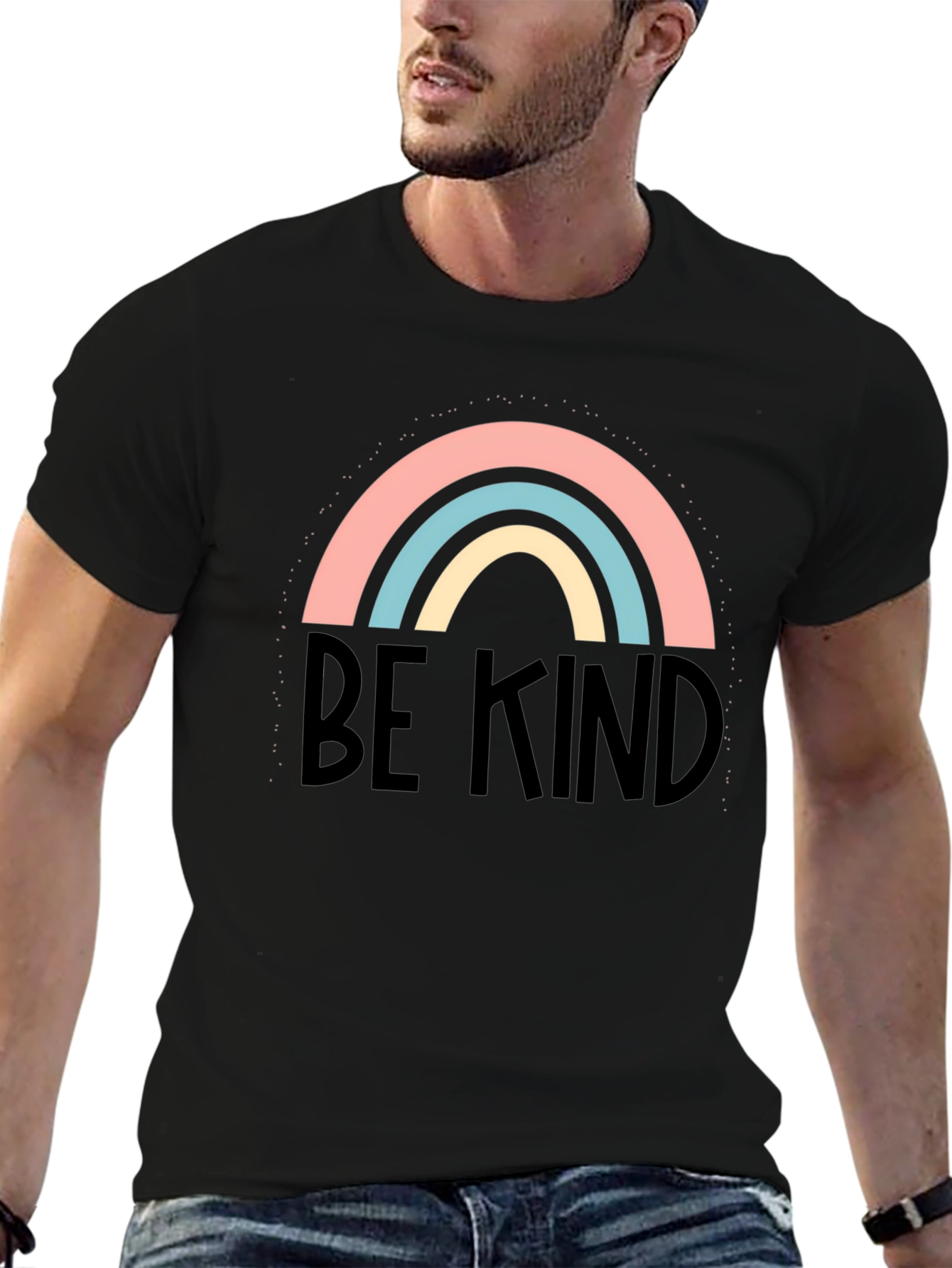 Be Kind Rainbow Graphic Tee - Soft Cotton Blend