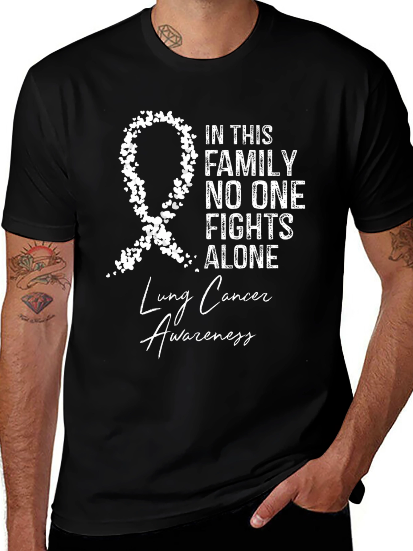 Lung Cancer Awareness T-Shirt - No One Fights Alone