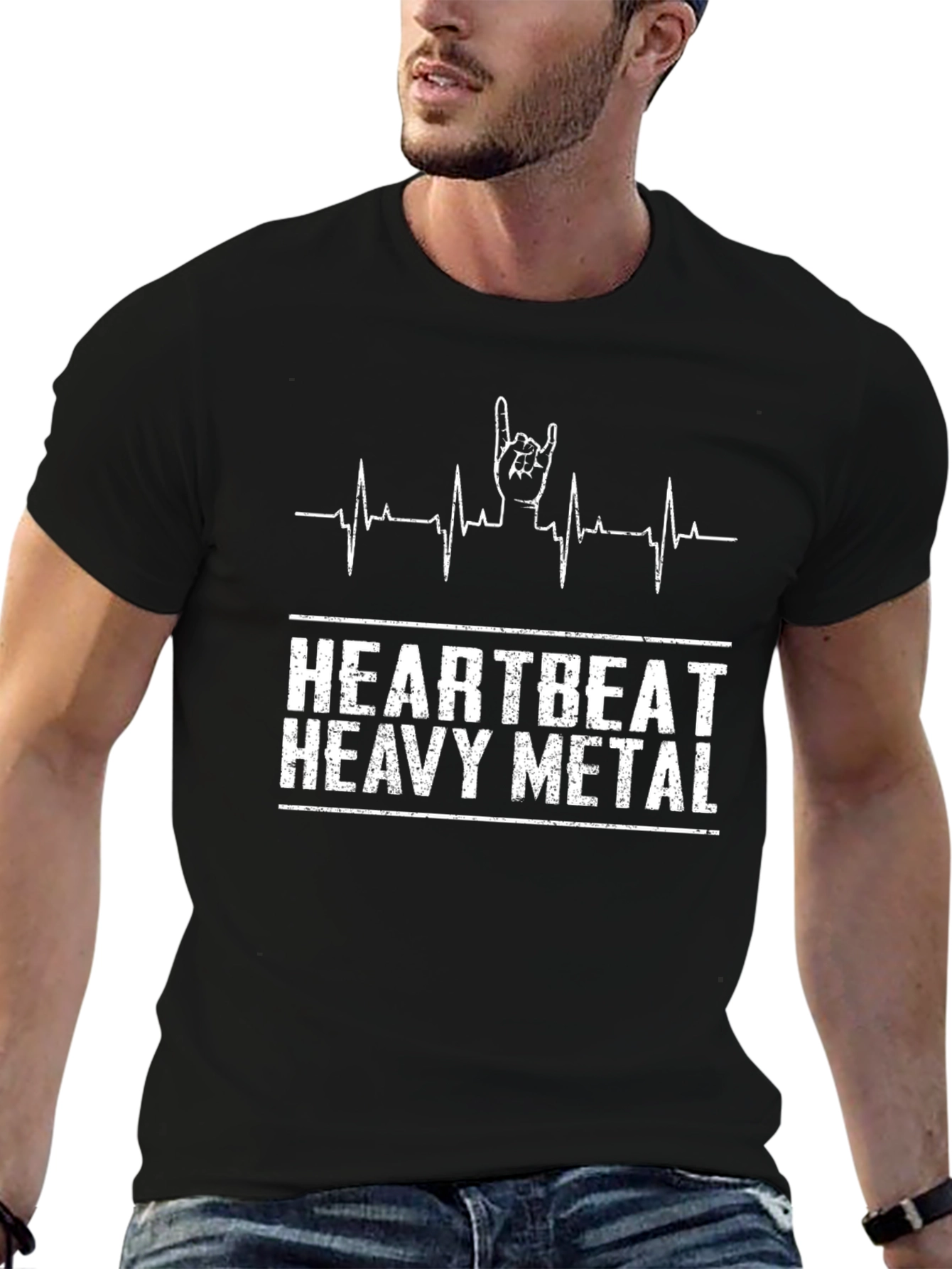 Heartbeat Heavy Metal Black T-Shirt