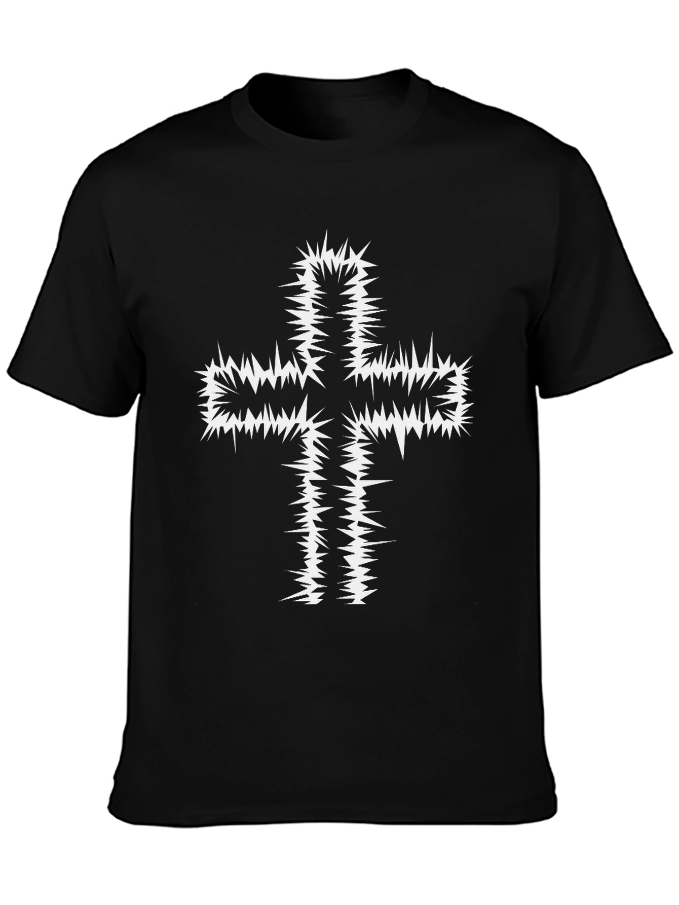 Edgy Spiked Cross Graphic Tee