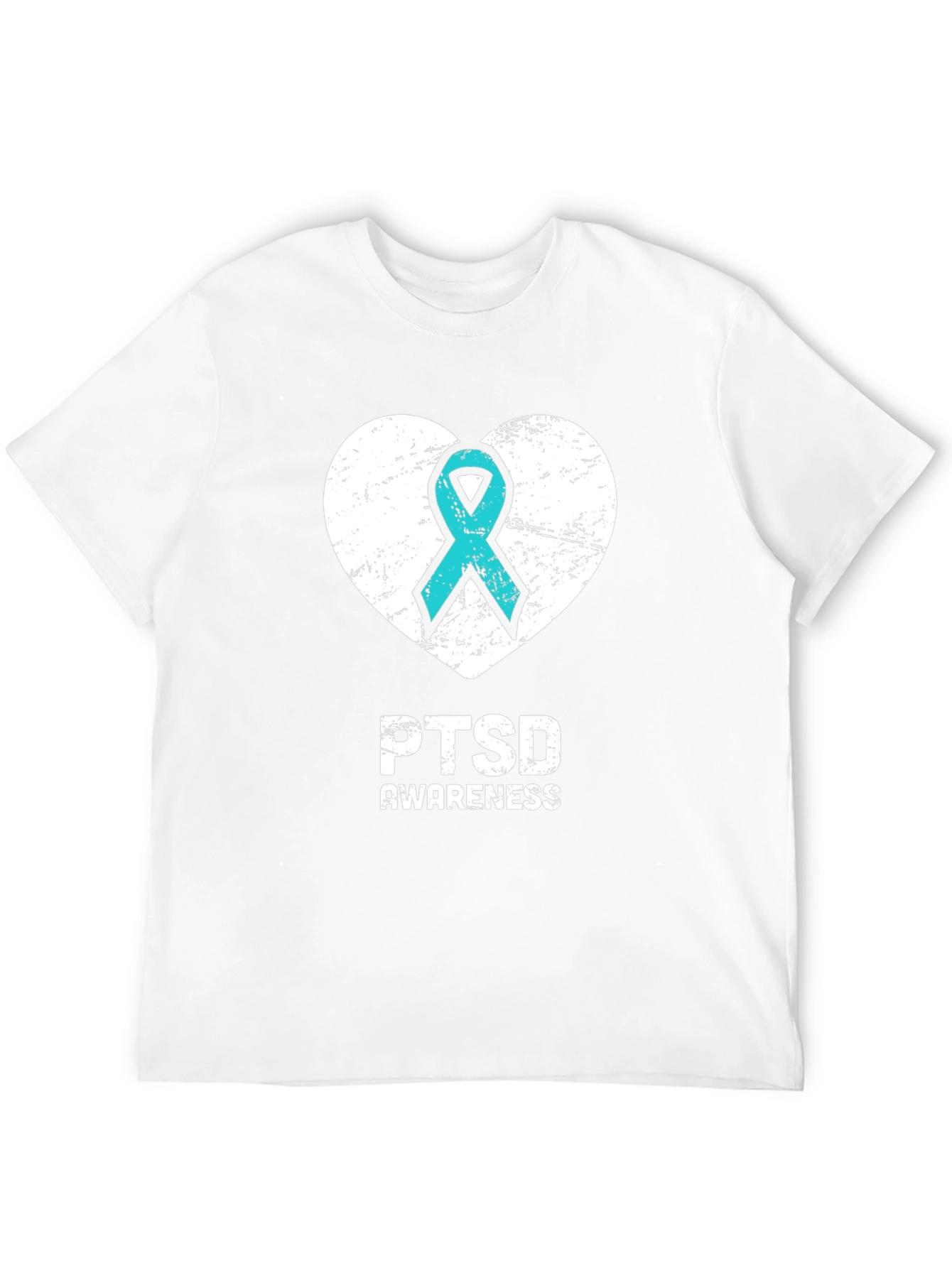 PTSD Awareness T-Shirt - Teal Ribbon Heart Design