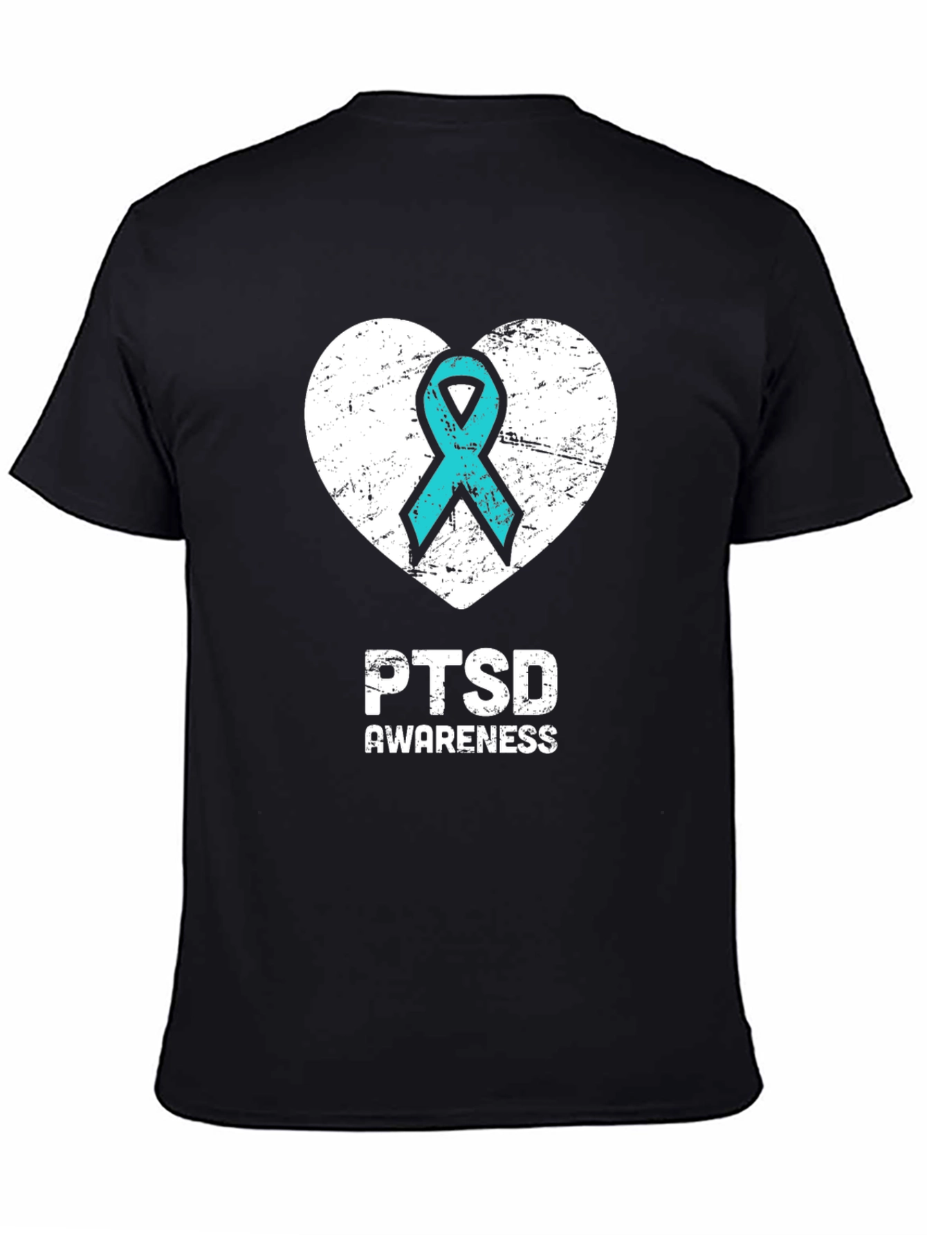 PTSD Awareness T-Shirt - Teal Ribbon Heart Design