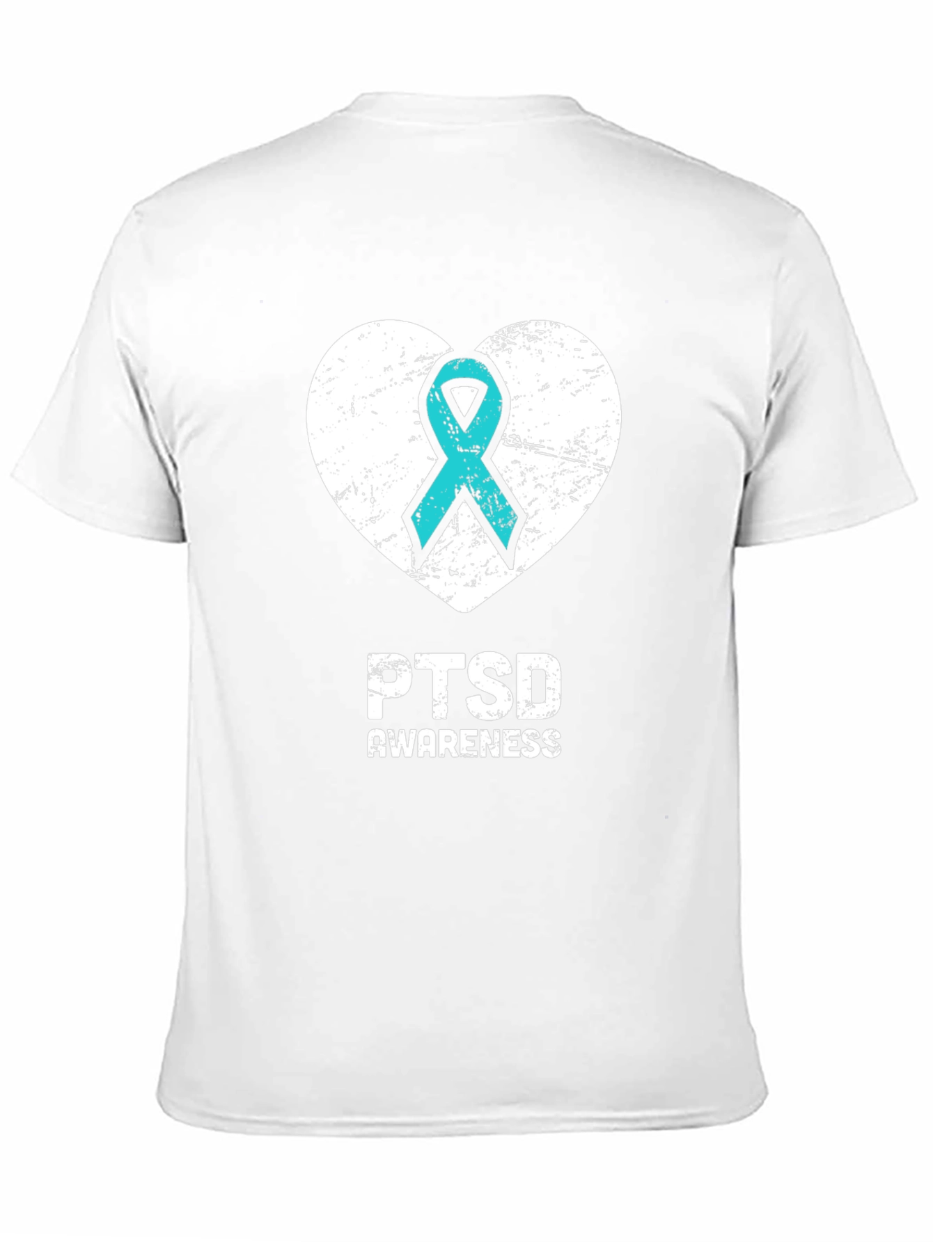 PTSD Awareness T-Shirt - Teal Ribbon Heart Design