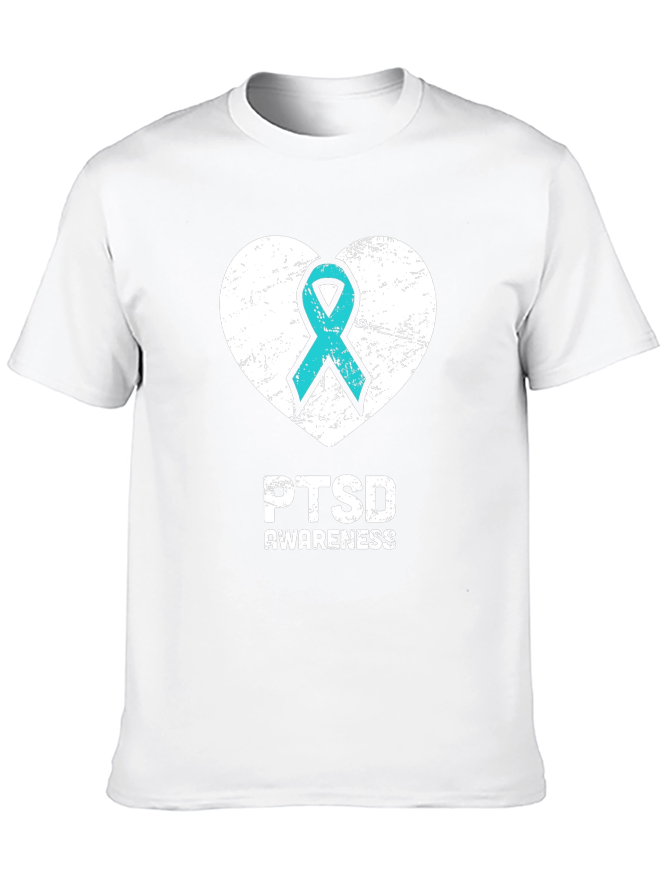 PTSD Awareness T-Shirt - Teal Ribbon Heart Design
