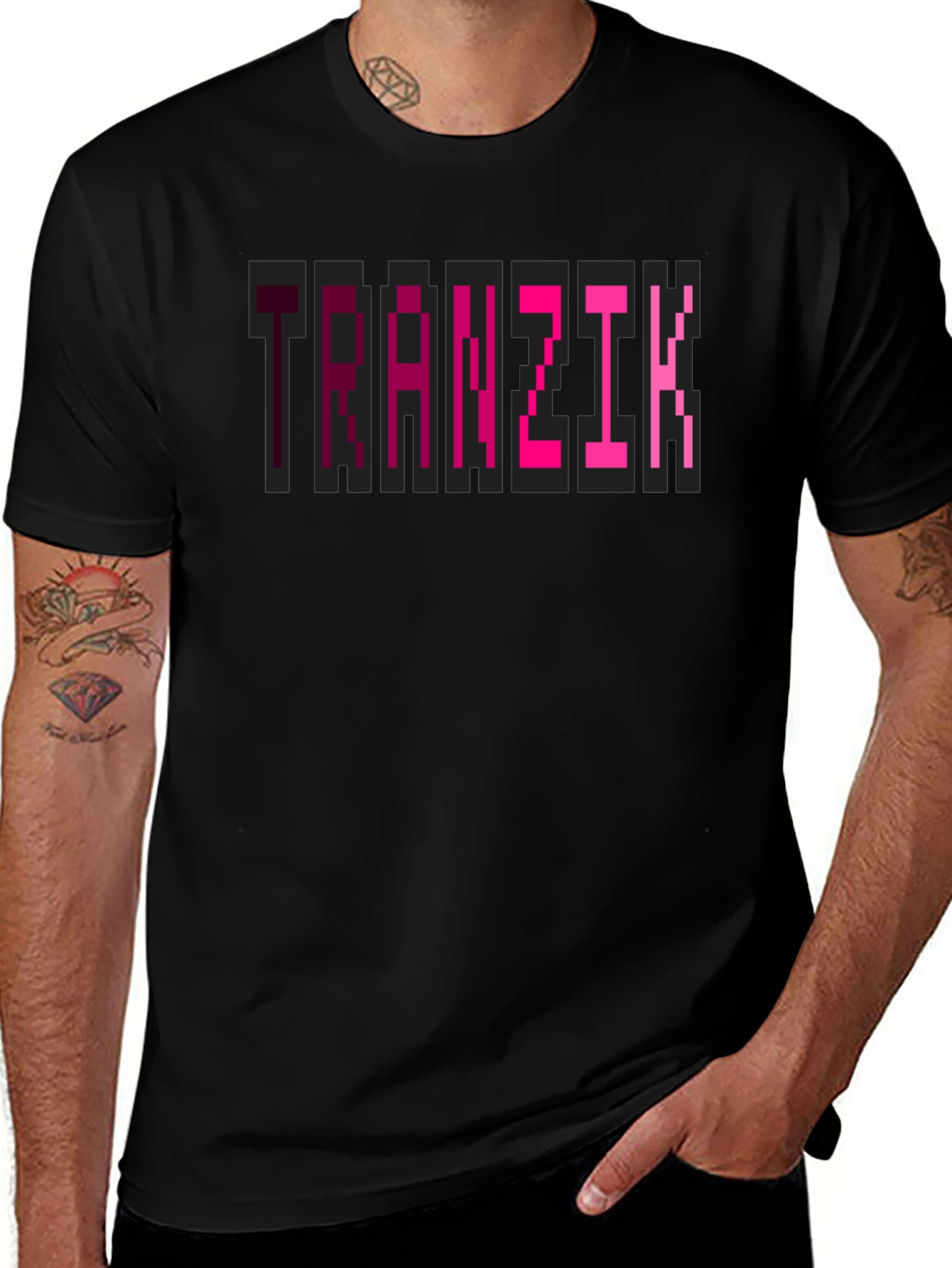 Tranzit Gaming Pixel Art Graphic T-Shirt - Black