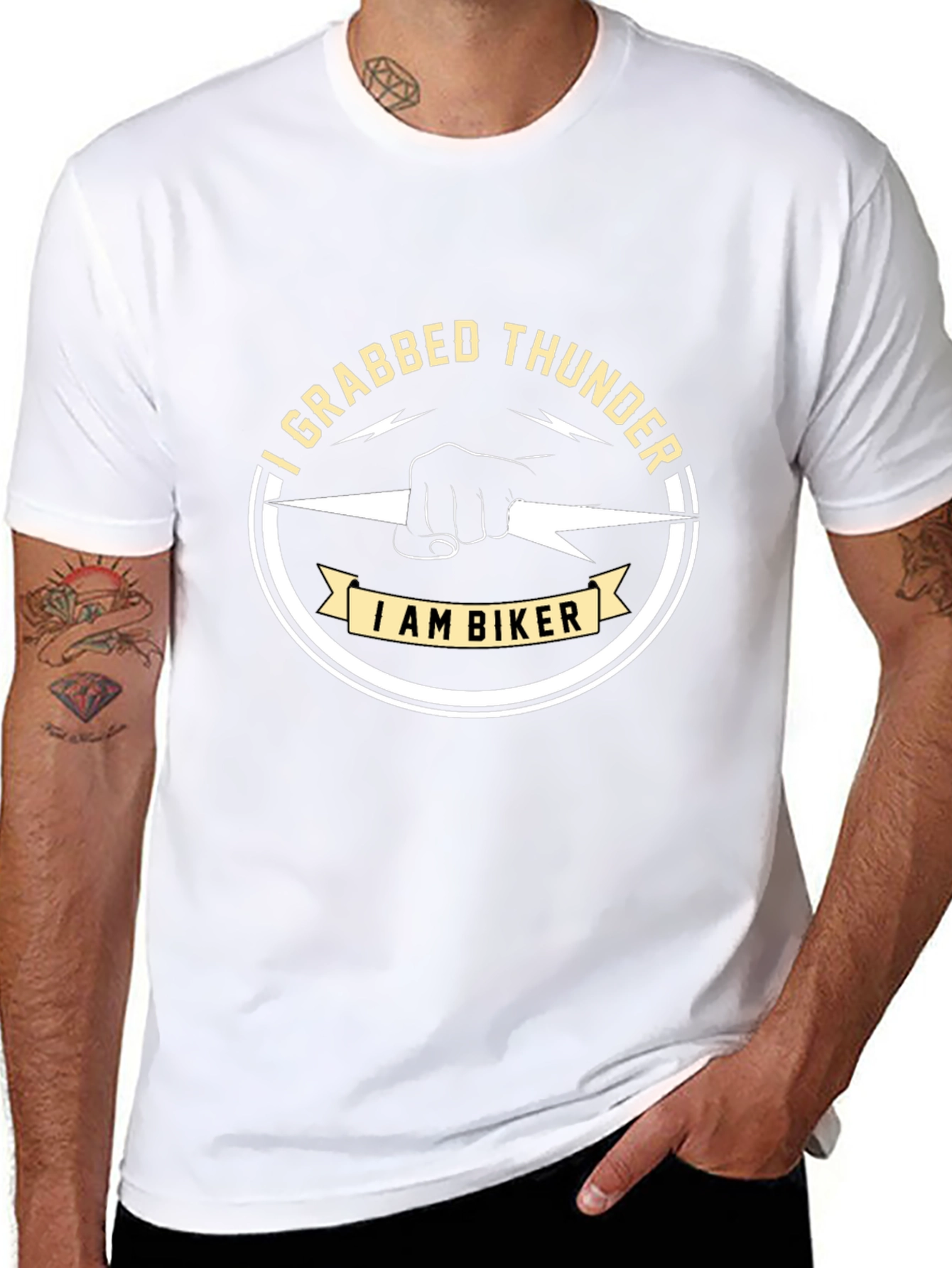 I Grabbed Thunder Biker T-Shirt - Classic Black