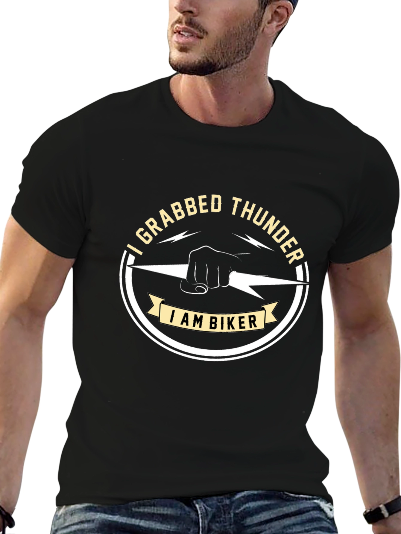 I Grabbed Thunder Biker T-Shirt - Classic Black