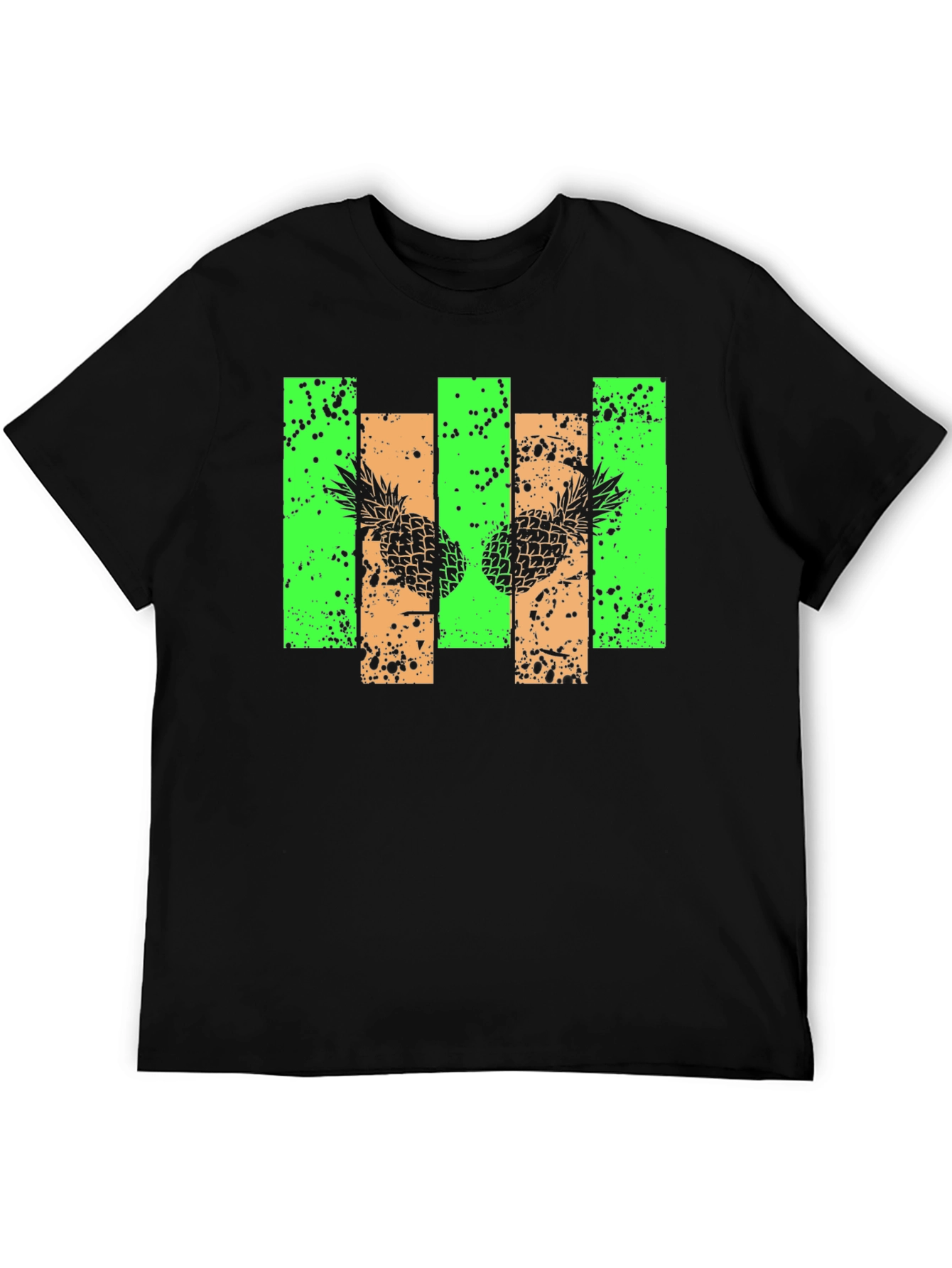 Pineapple Graphic Print Black T-Shirt