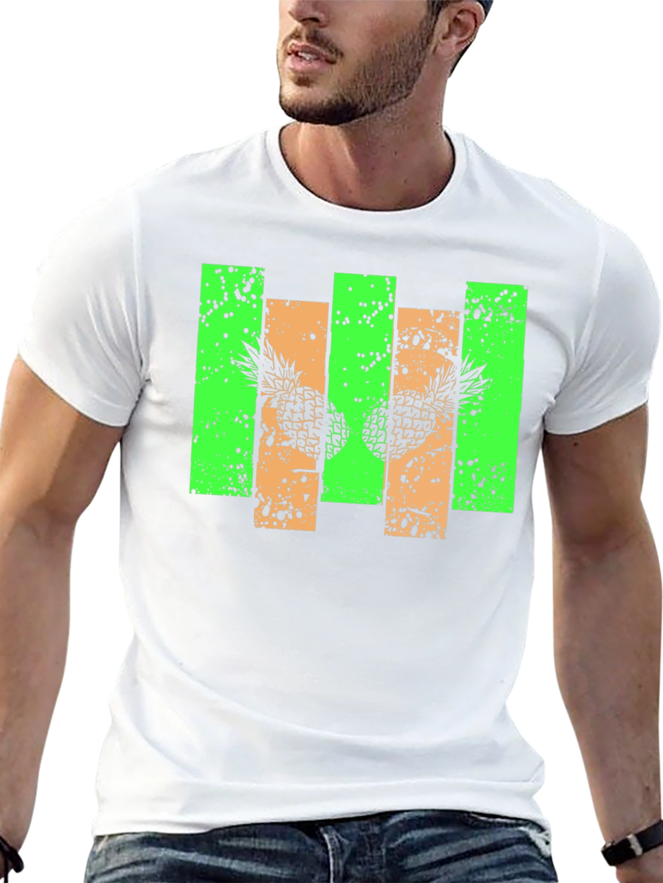 Pineapple Graphic Print Black T-Shirt