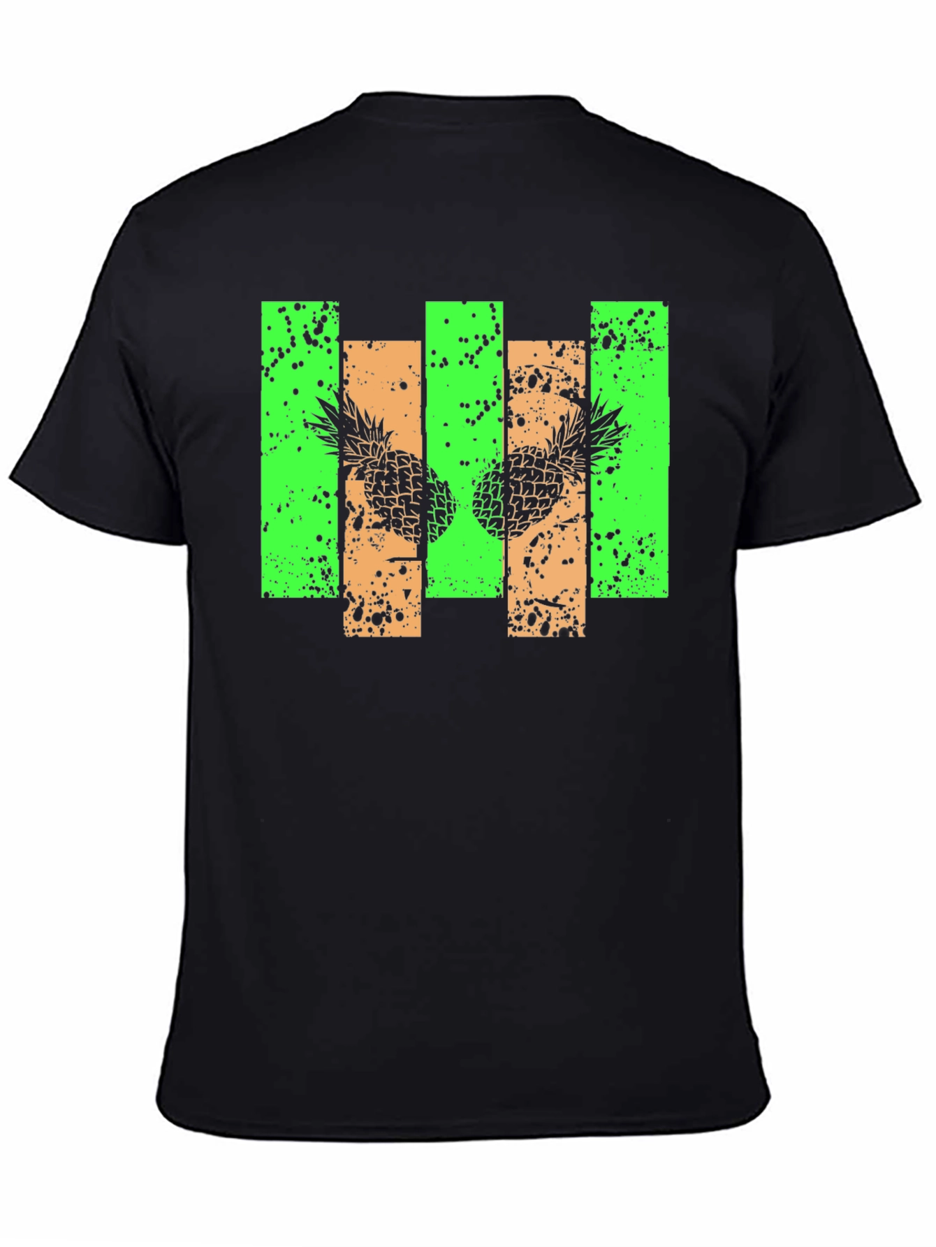 Pineapple Graphic Print Black T-Shirt