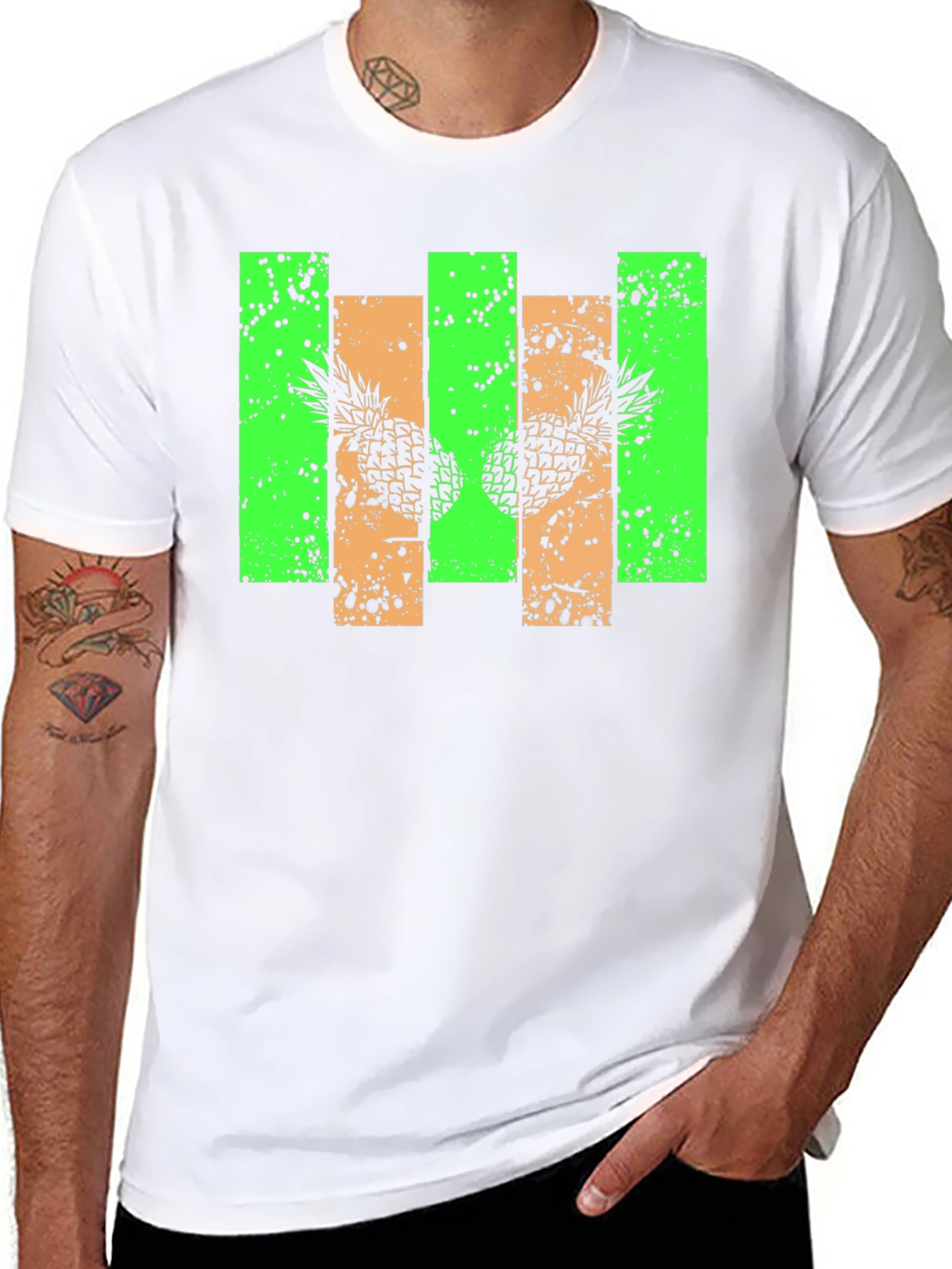 Pineapple Graphic Print Black T-Shirt