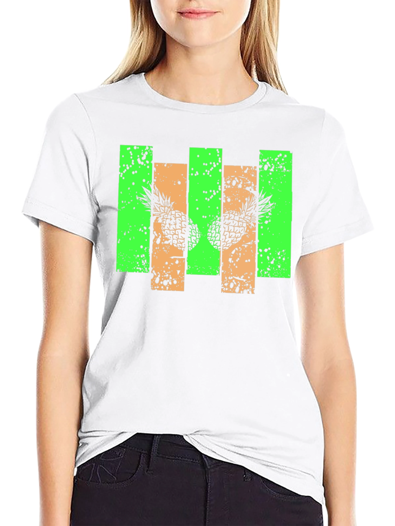 Pineapple Graphic Print Black T-Shirt
