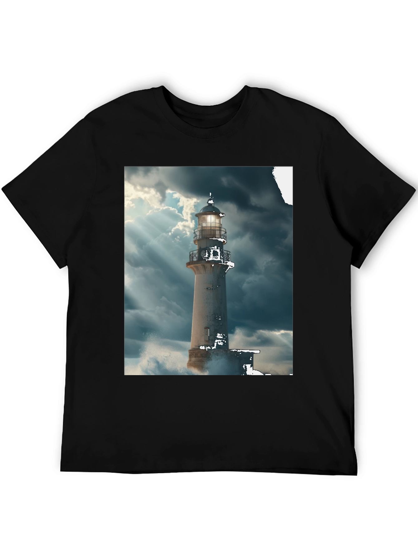 Lighthouse Graphic Tee - Stormy Sea Design