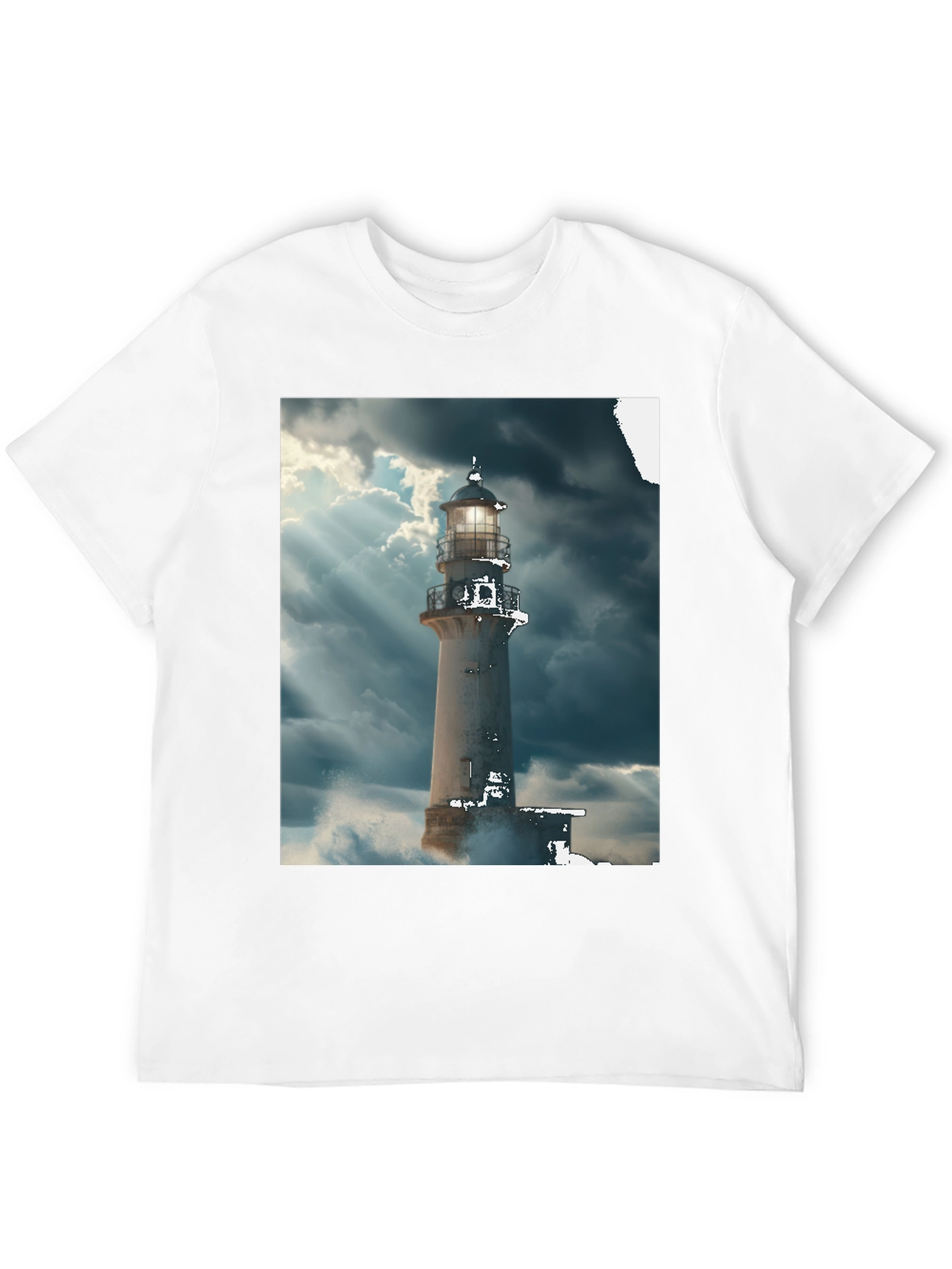 Lighthouse Graphic Tee - Stormy Sea Design