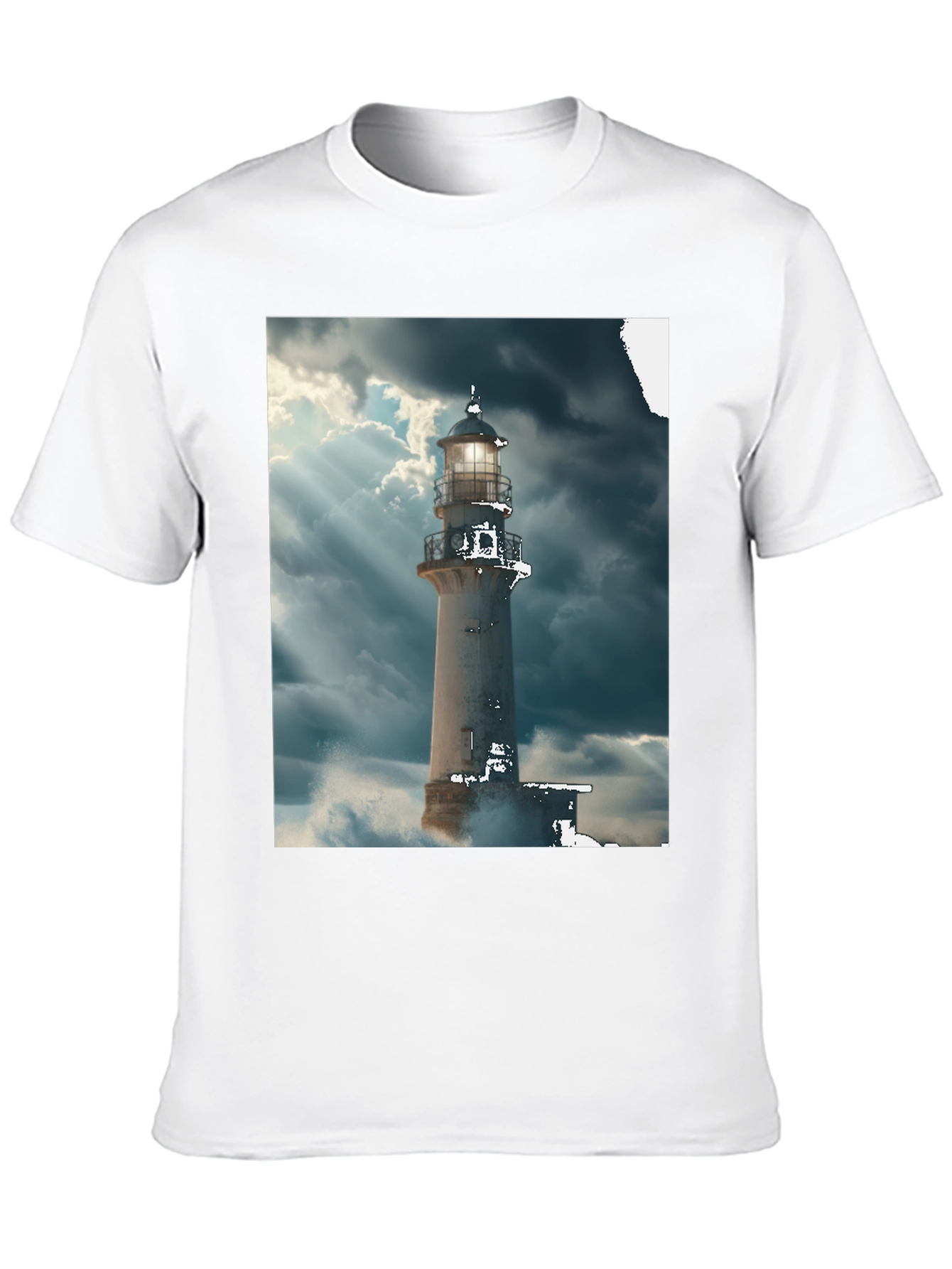 Lighthouse Graphic Tee - Stormy Sea Design