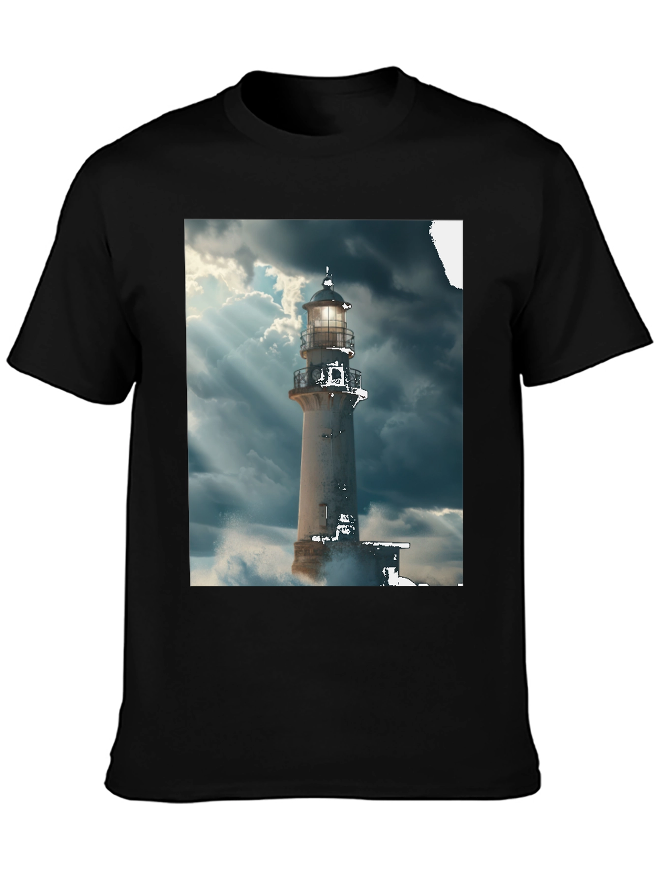 Lighthouse Graphic Tee - Stormy Sea Design