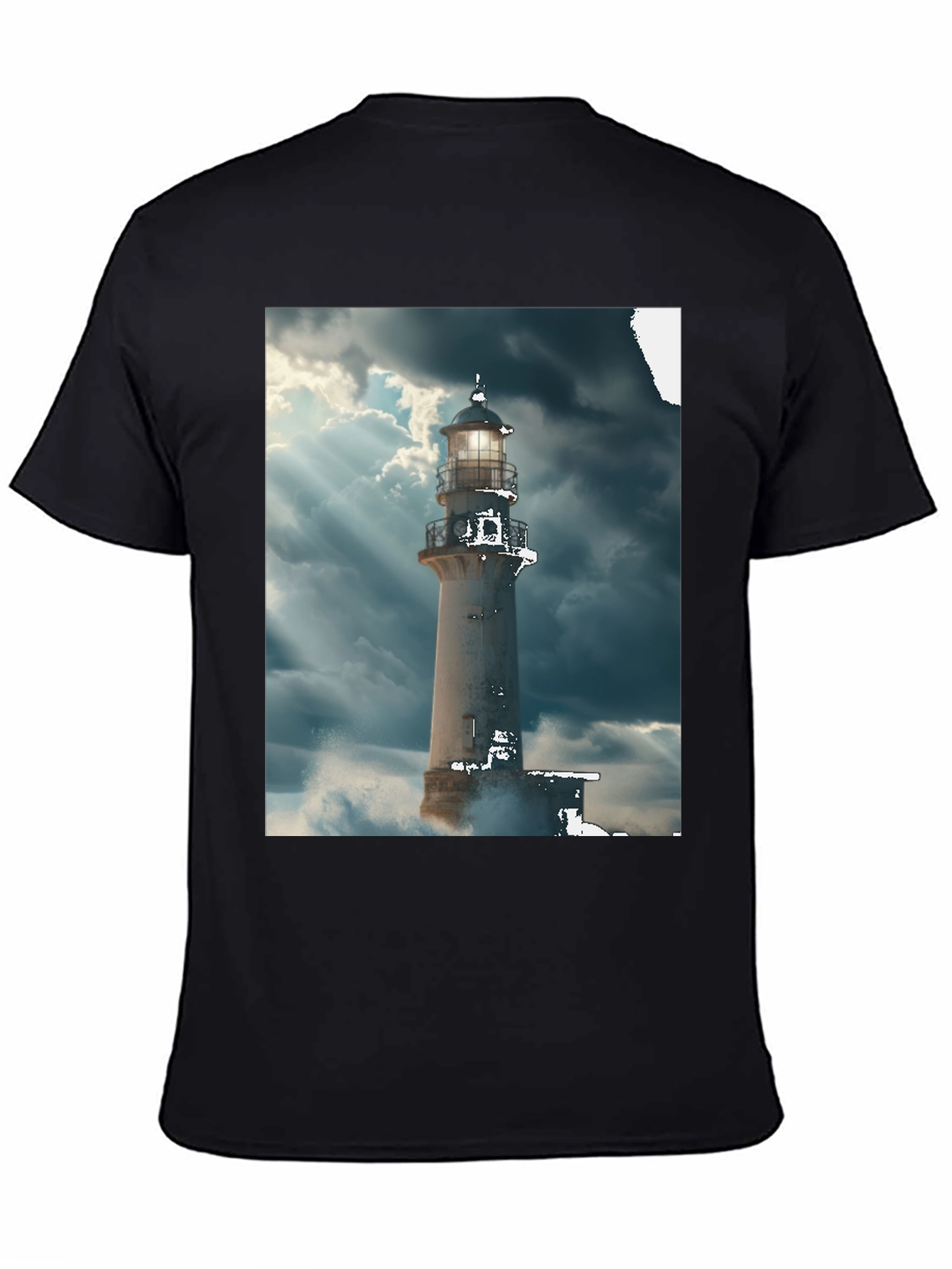 Lighthouse Graphic Tee - Stormy Sea Design