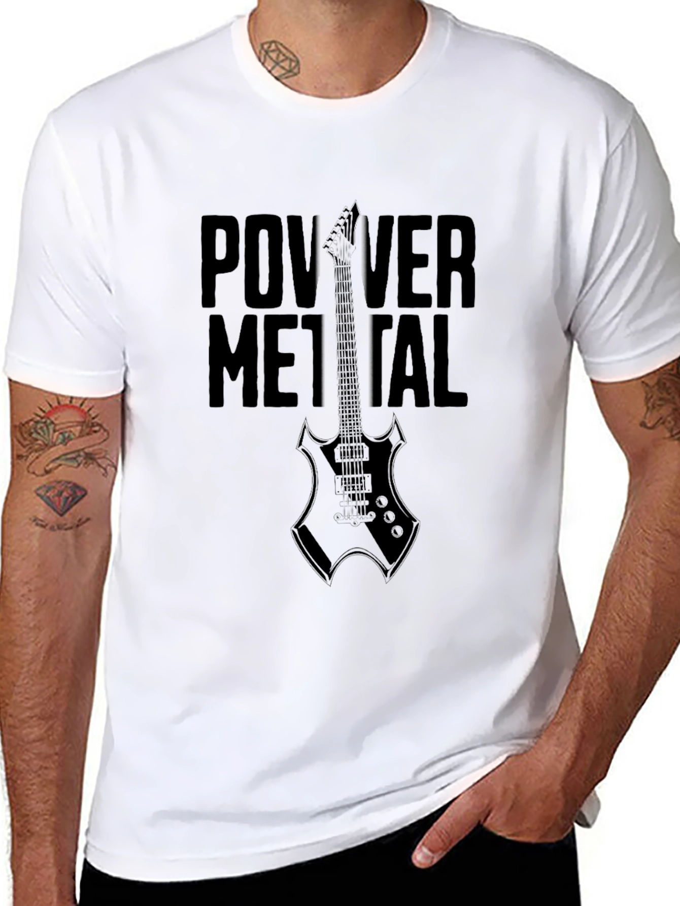 Power Metal T-Shirt - Black Guitar Graphic