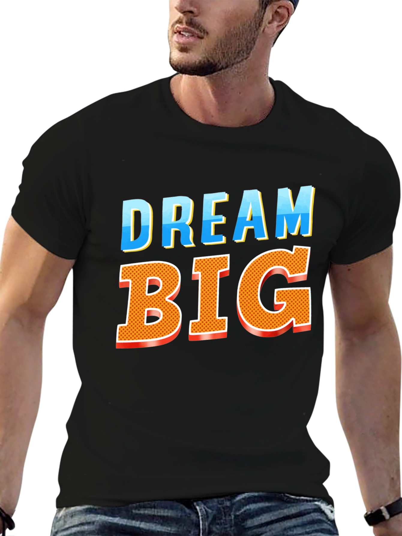 Dream Big Graphic Tee - Bold Black Cotton T-Shirt