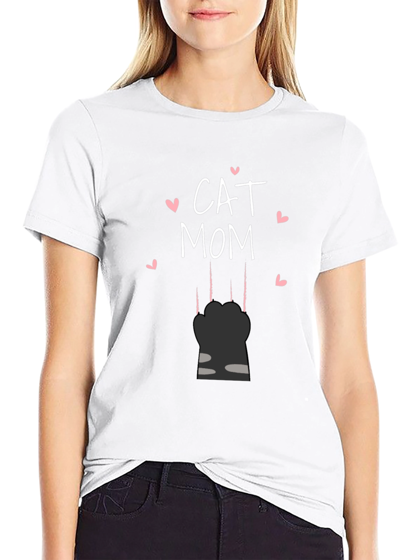 Cat Mom T-Shirt - Black Tee with Cute Design